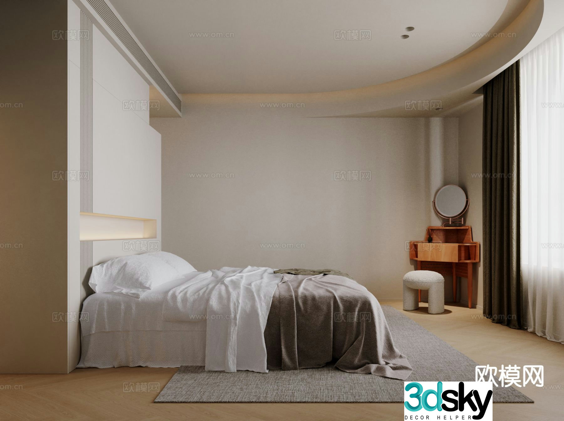 Modern minimalist bedroom master bedroom 3d model