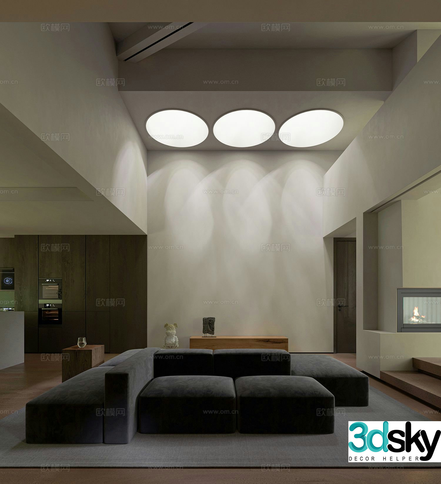 Modern villa living room 3d model