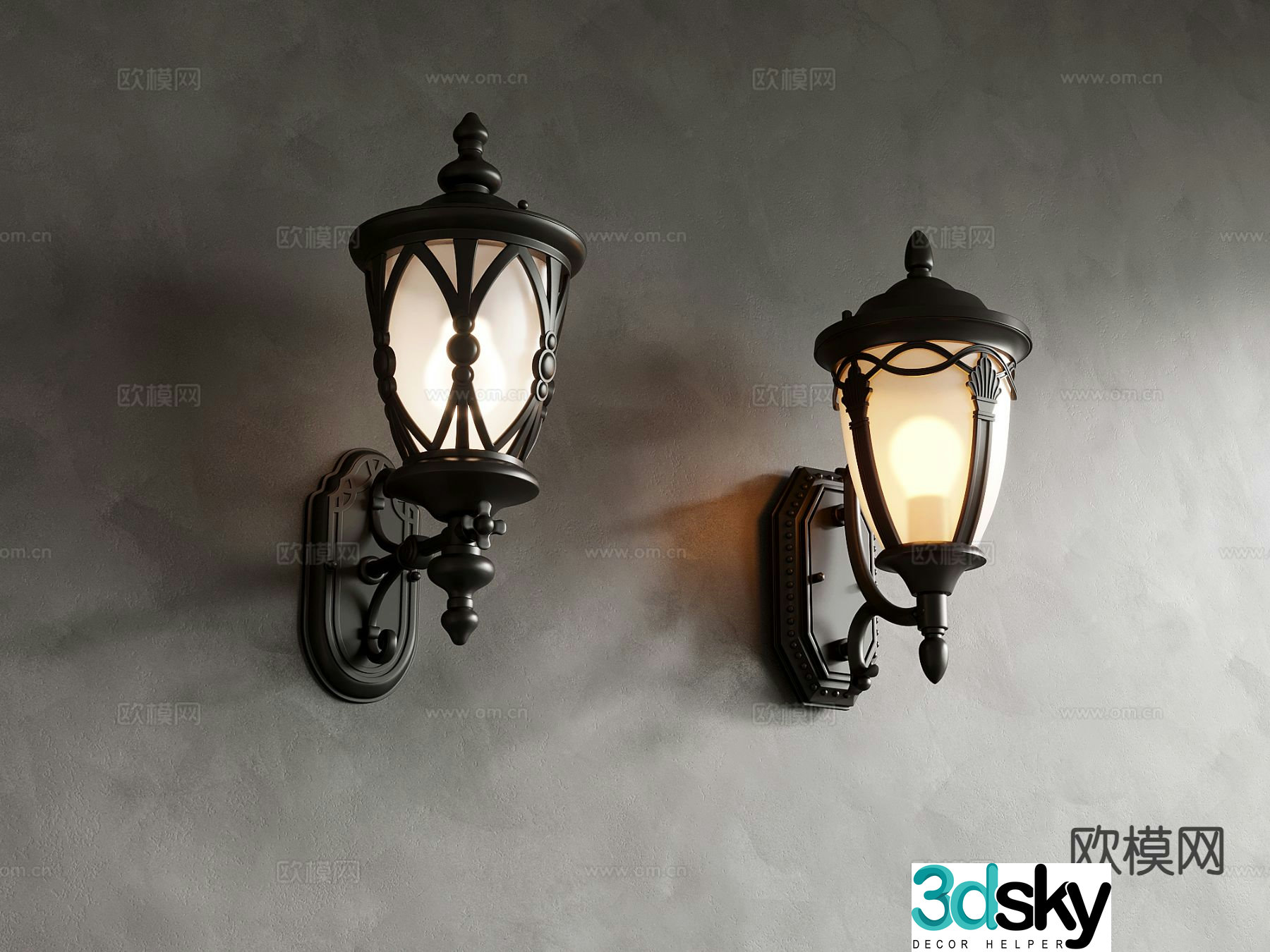 European wall lamp 3d model