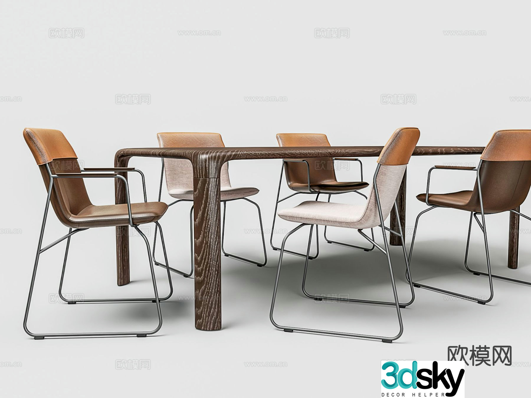 Italian dining table and chairs 3d model