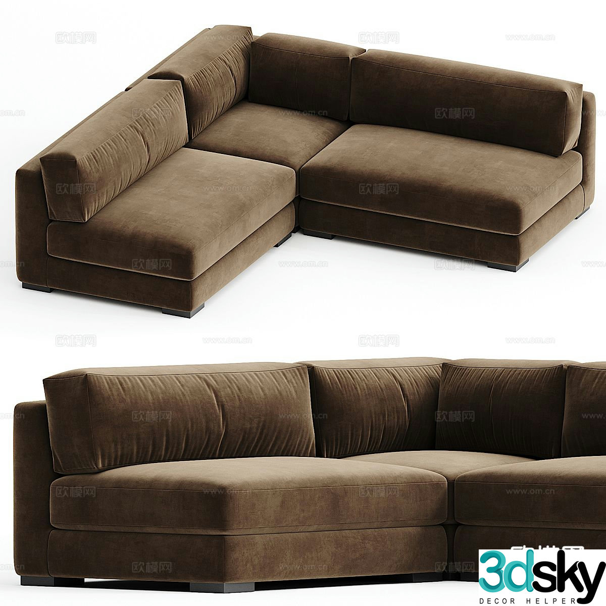 Modern fabric sofa corner sofa 3d model