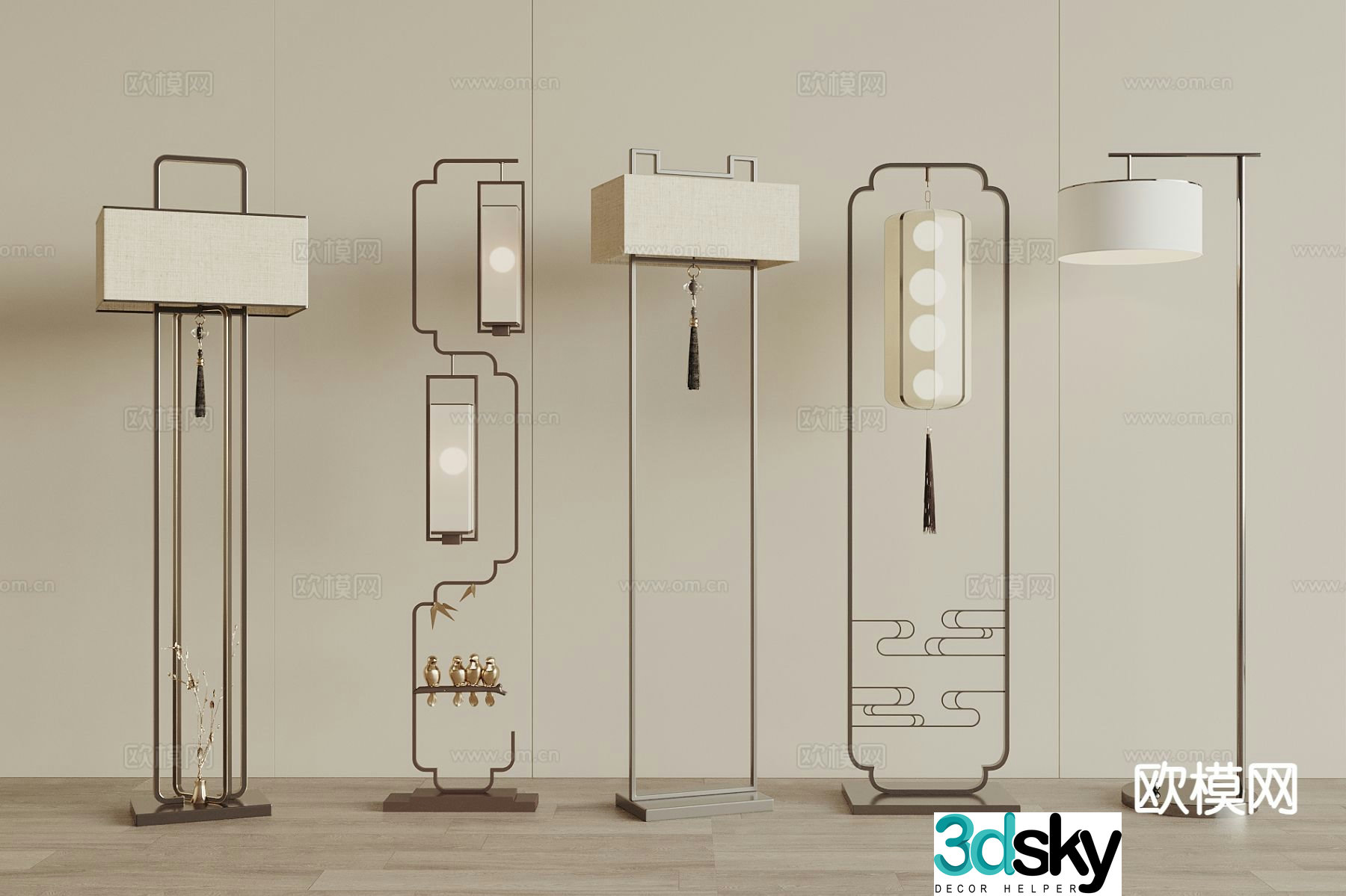 New Chinese style floor lamp 3d model