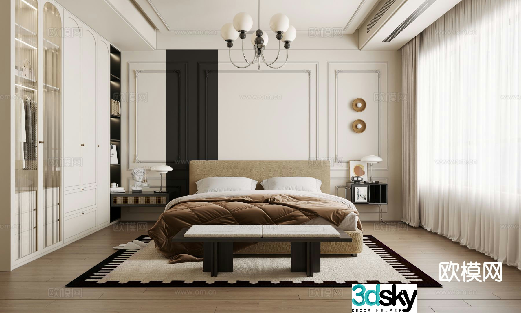 French bedroom master bedroom 3d model