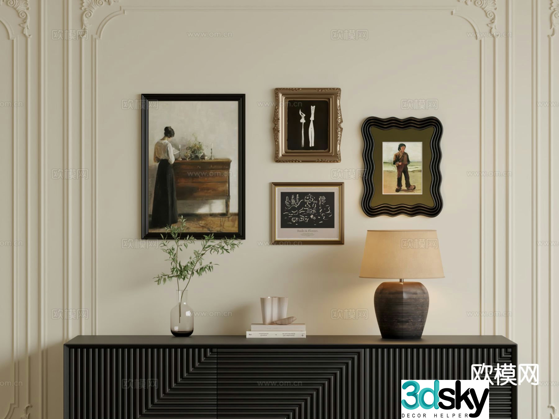 French hanging painting oil painting decorative painting 3D model