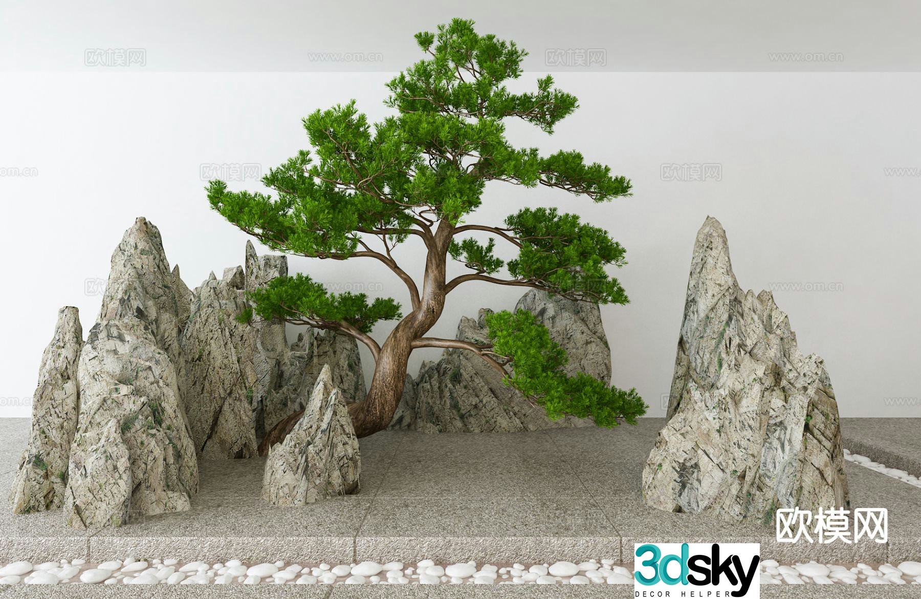New Chinese style landscape sketch rockery rockery 3D model