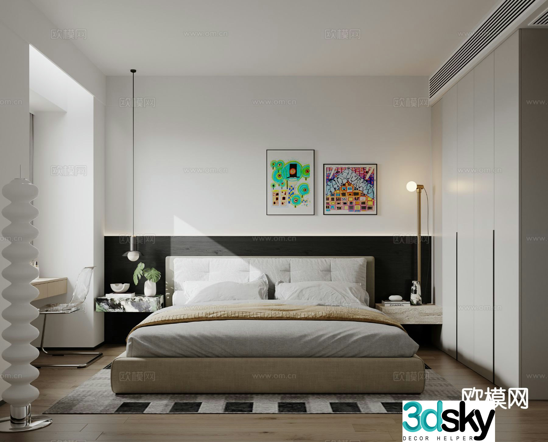 Modern bedroom master bedroom 3d model