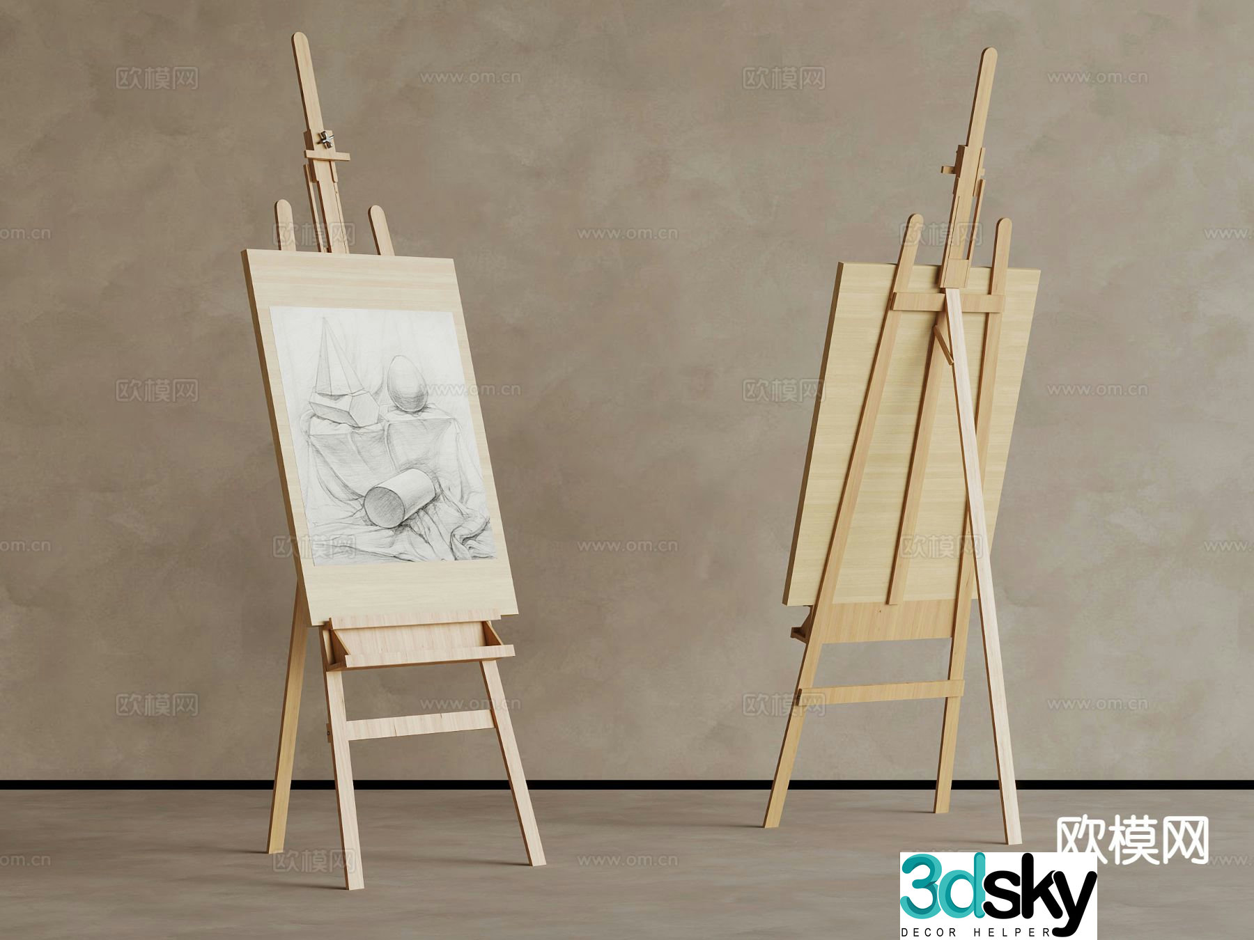 Painting tools easel sketch 3d model