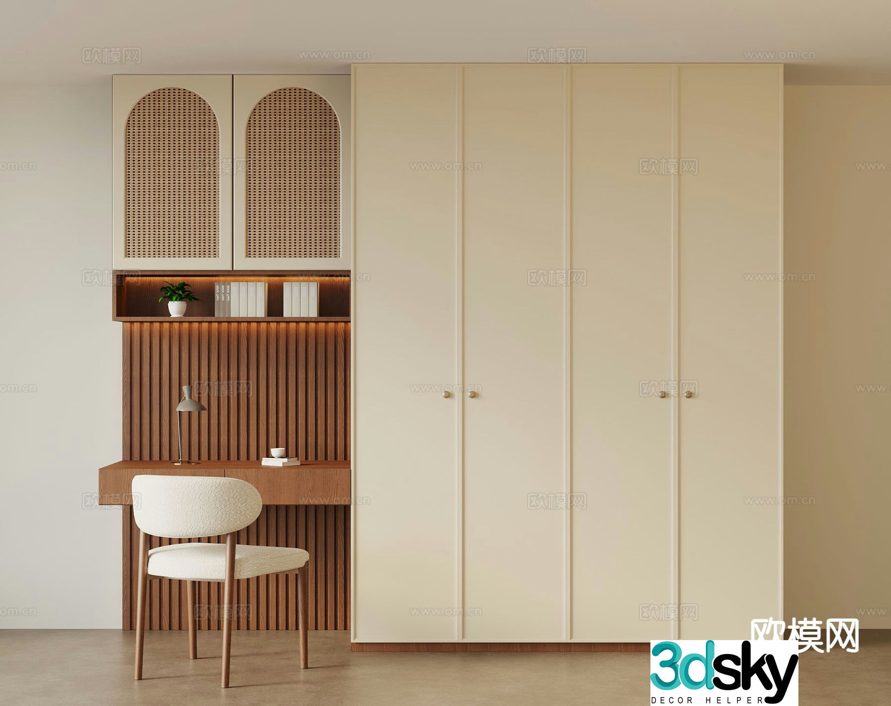 Medieval style wardrobe desk 3d model