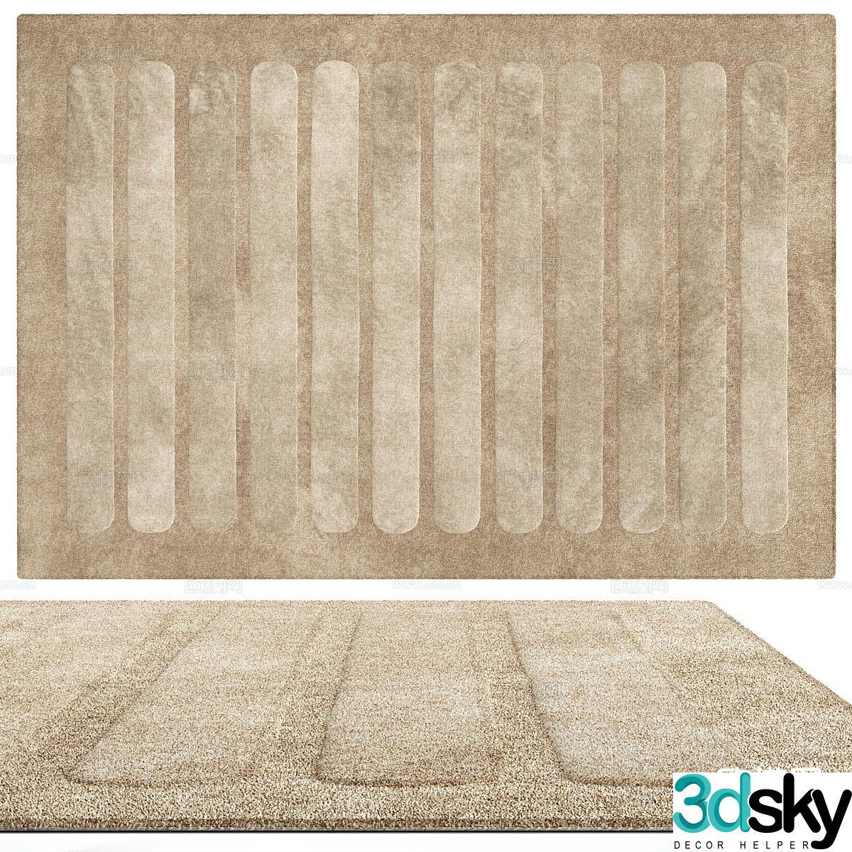 Wabi-sabi style carpet square carpet 3d model