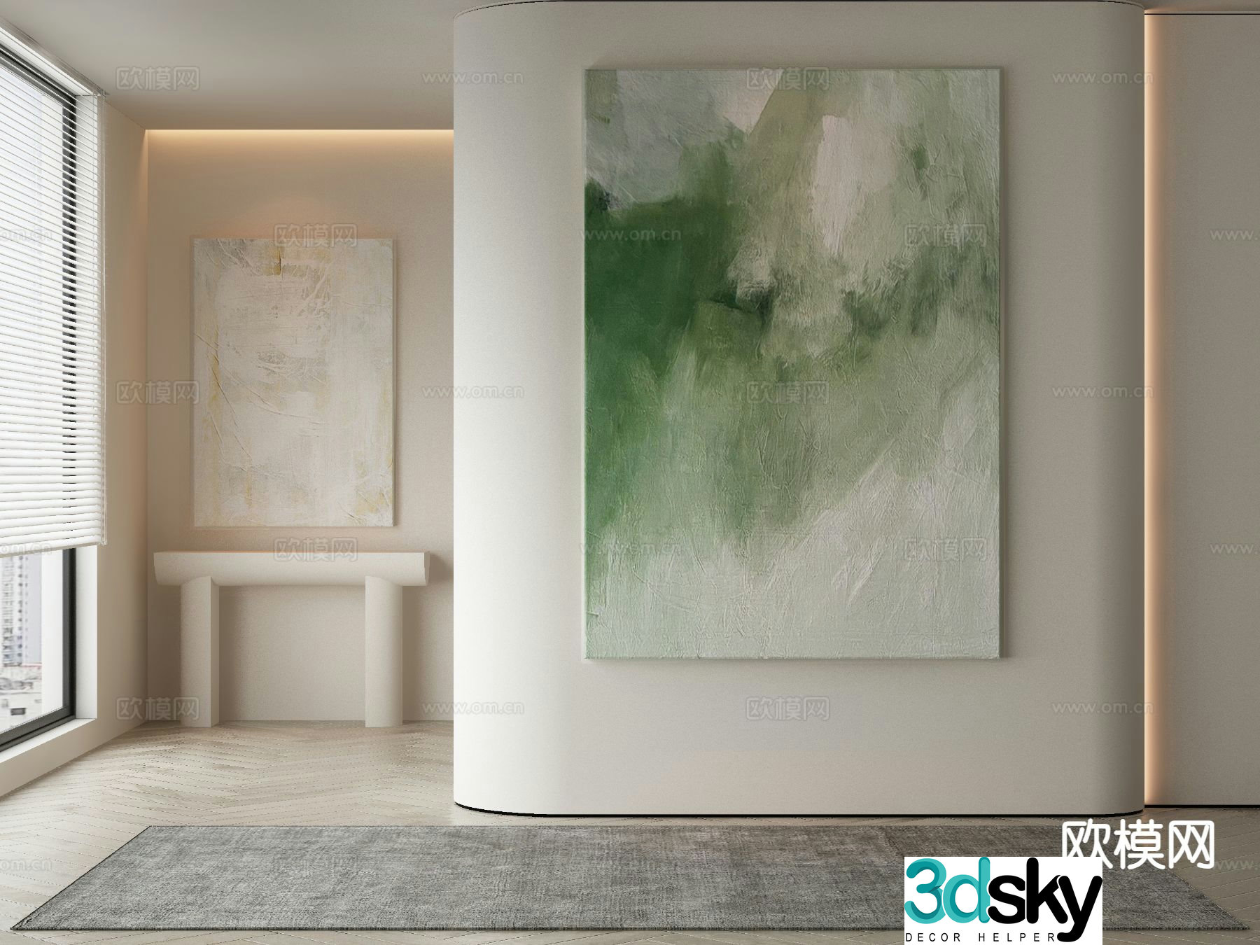 Modern decorative painting gradient color hanging painting 3d model