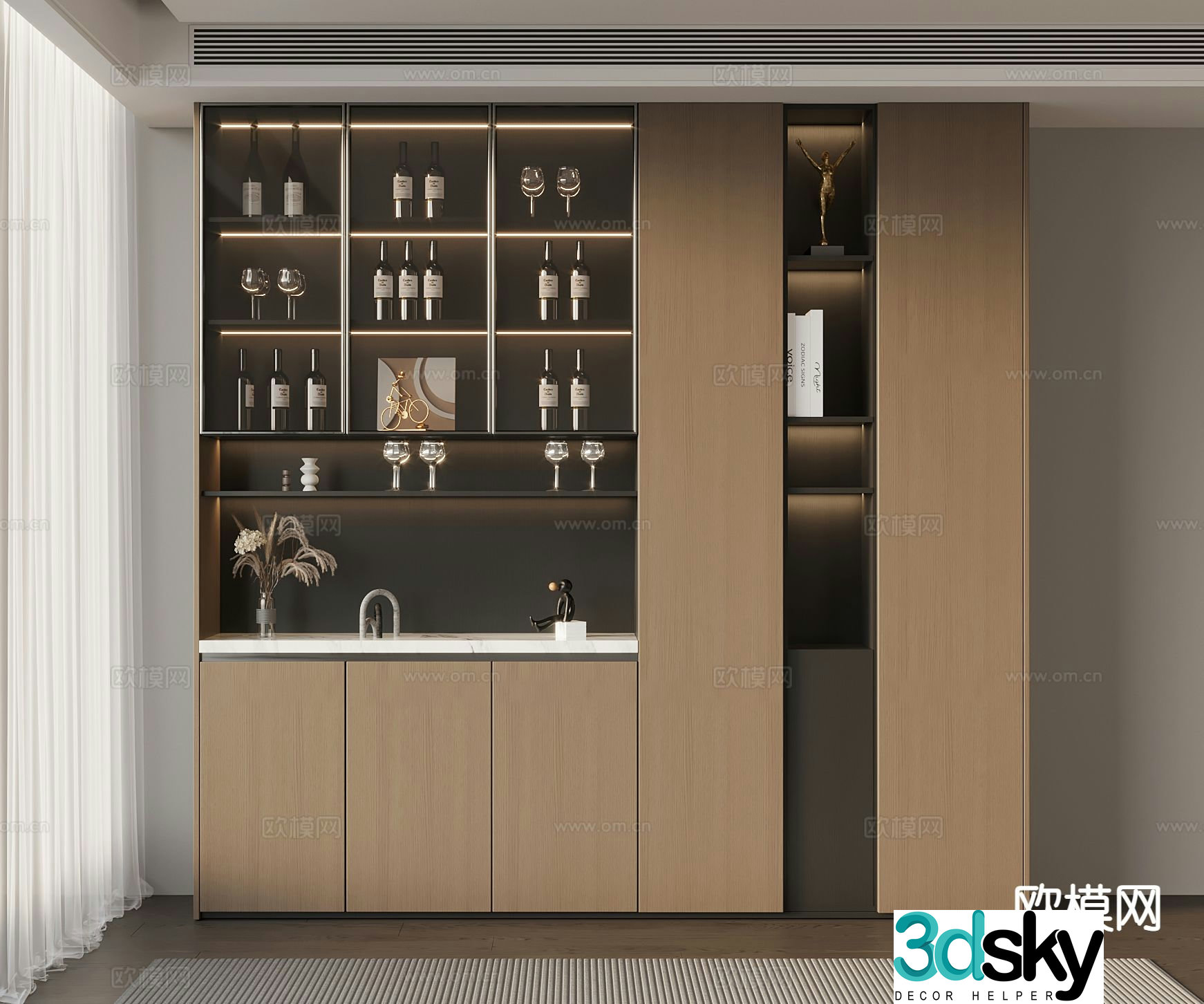 Italian wine cabinet sideboard 3d model