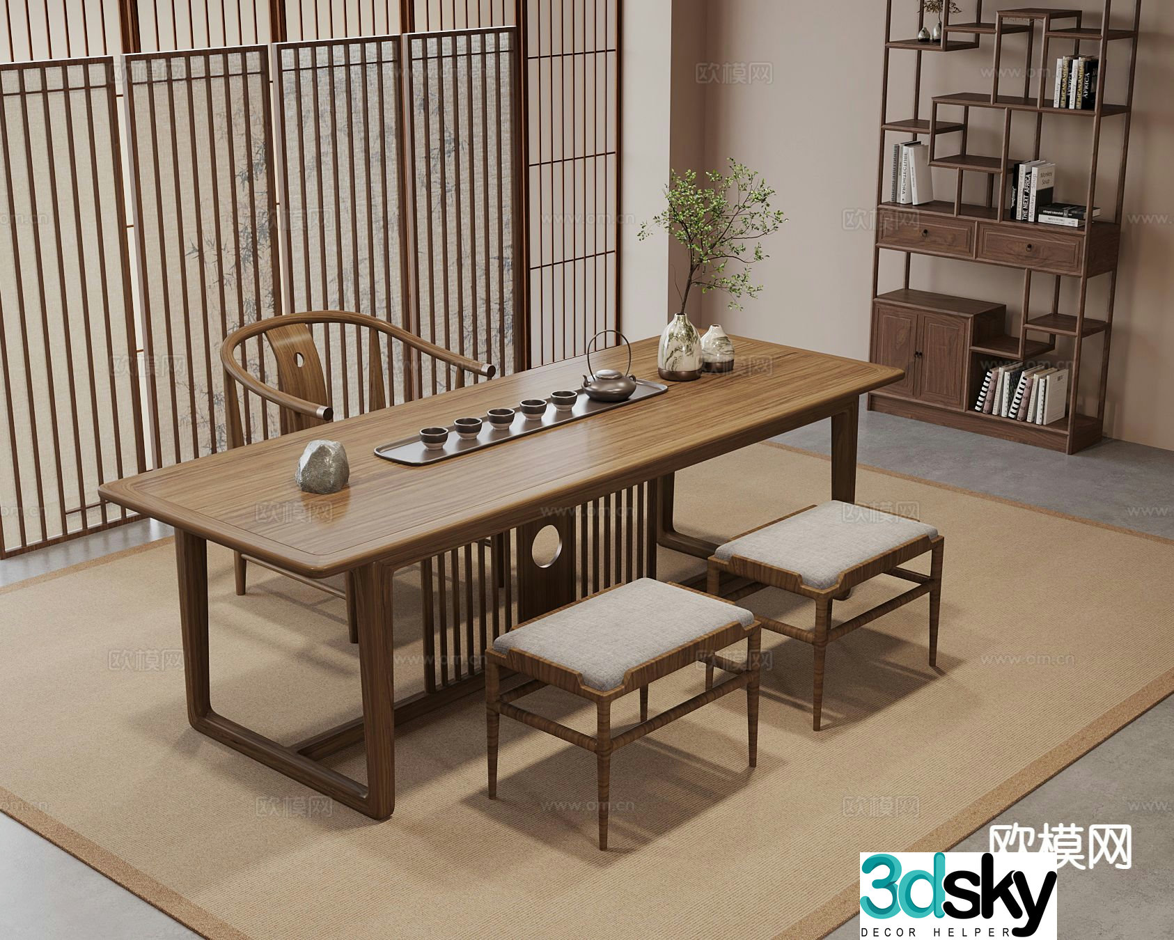 New Chinese style tea table tea table 3d model