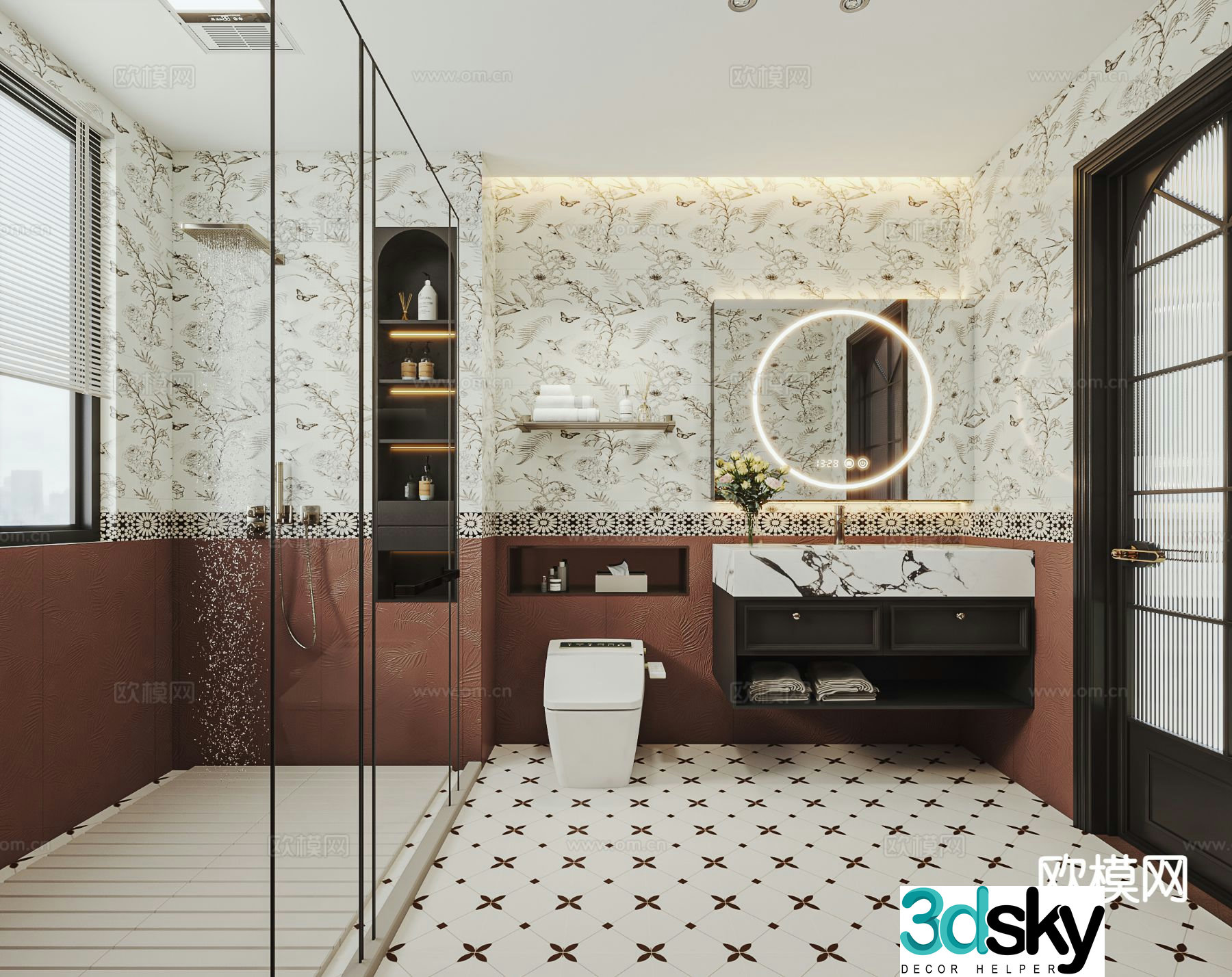 French retro bathroom bathroom 3d model