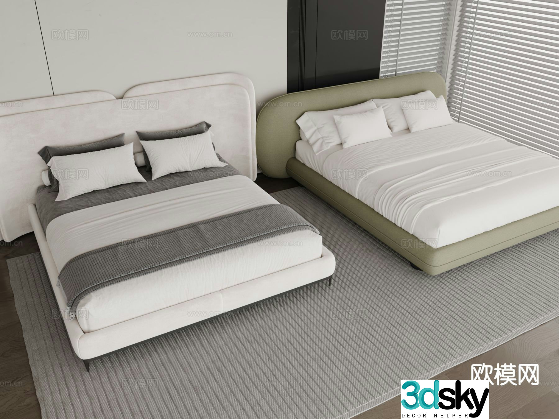 Modern double bed 3d model