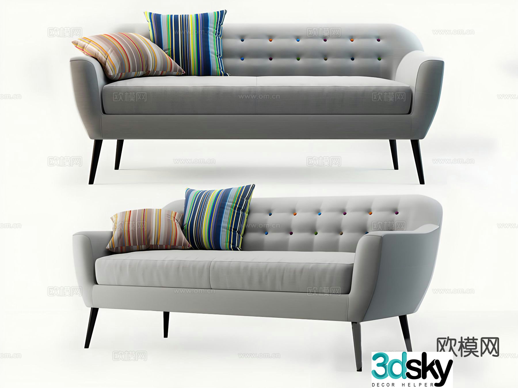 Double sofa fabric sofa 3d model