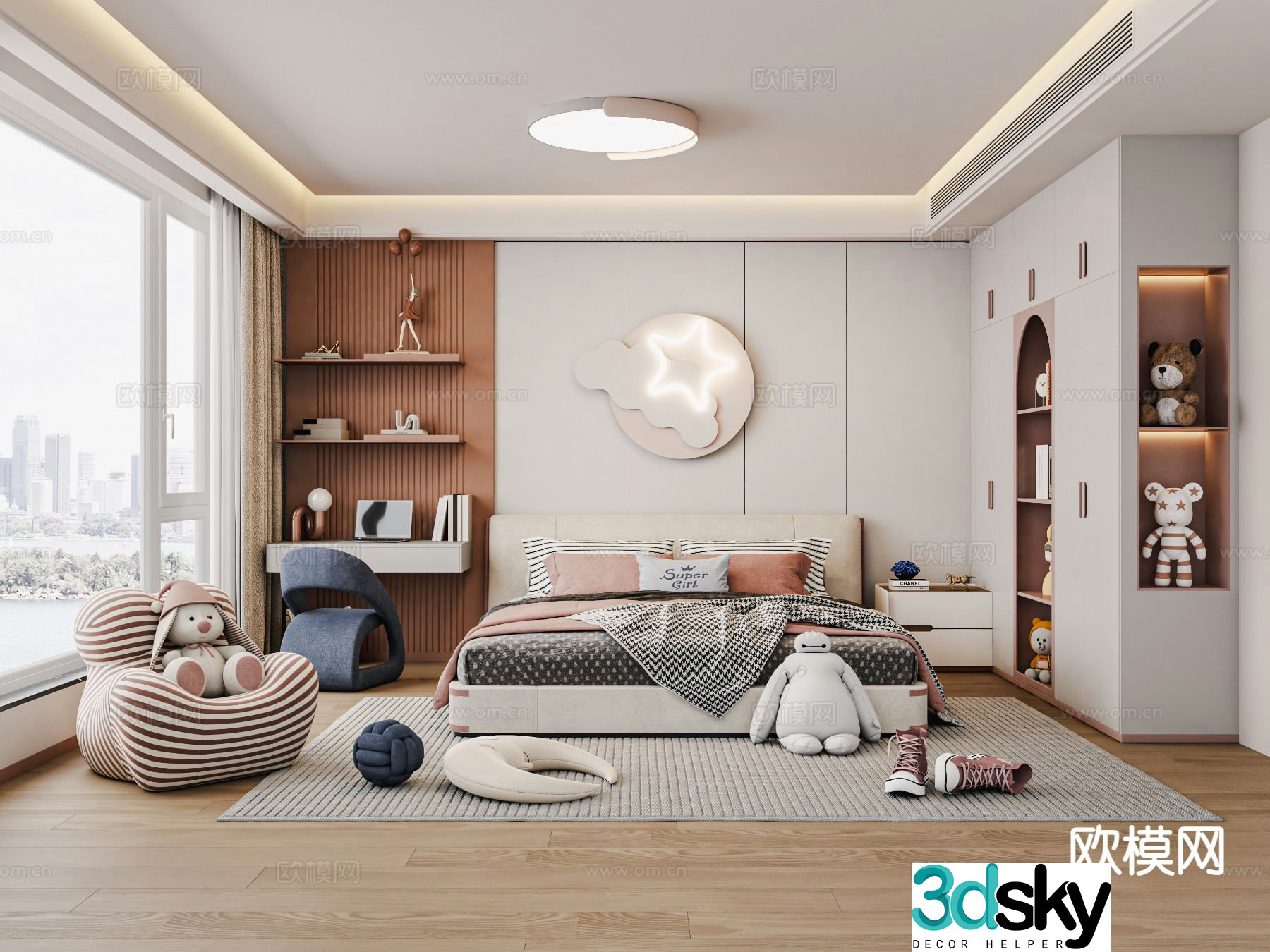 Cream style girl’s room children’s room 3d model