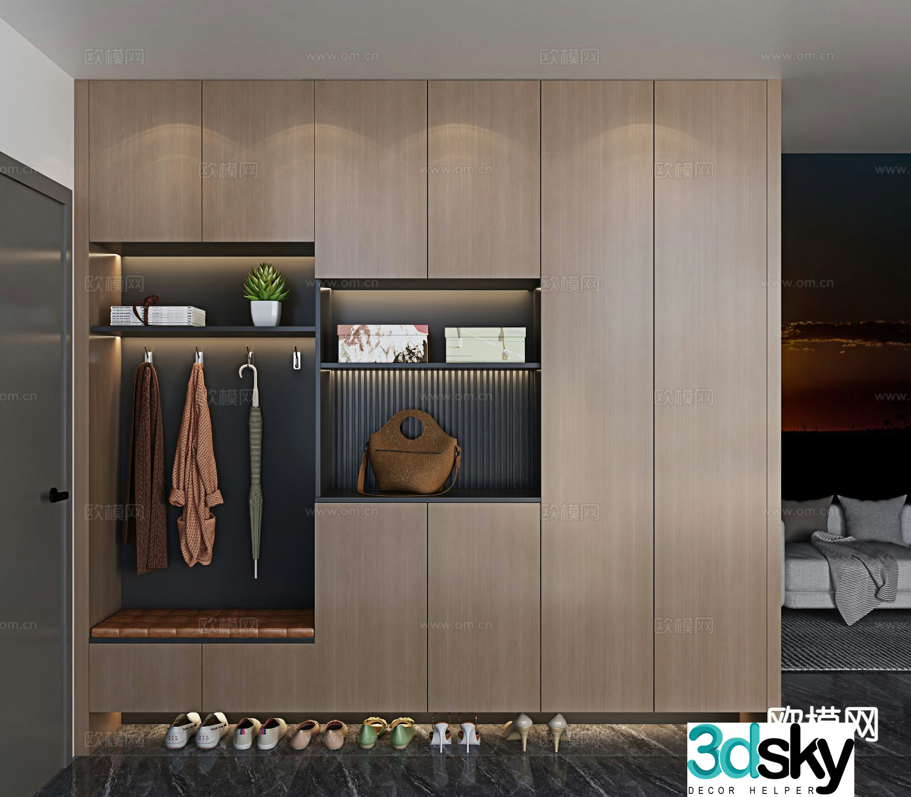 Italian shoe cabinet entrance custom cabinet 3D model