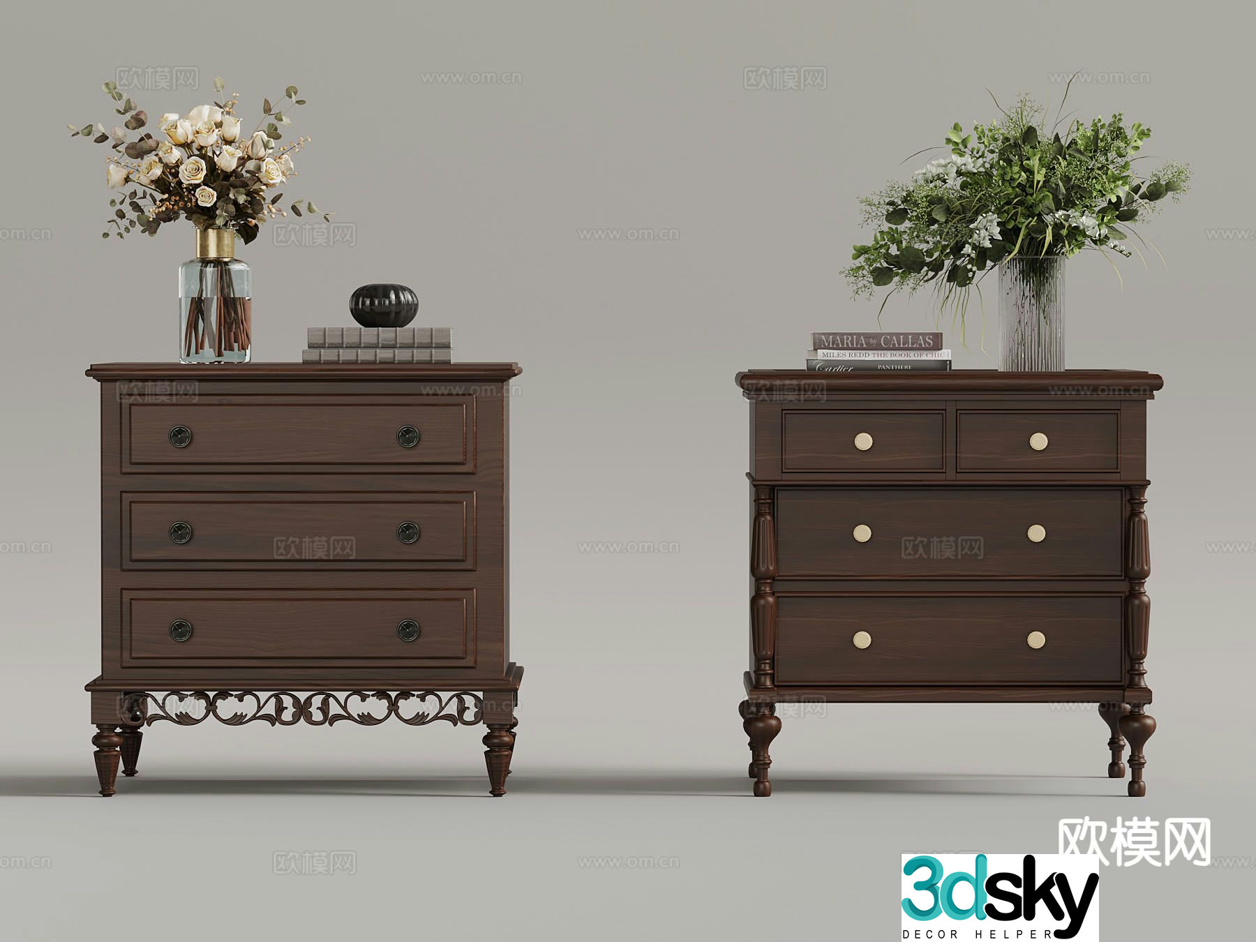 New Chinese style side cabinet bedside table 3d model
