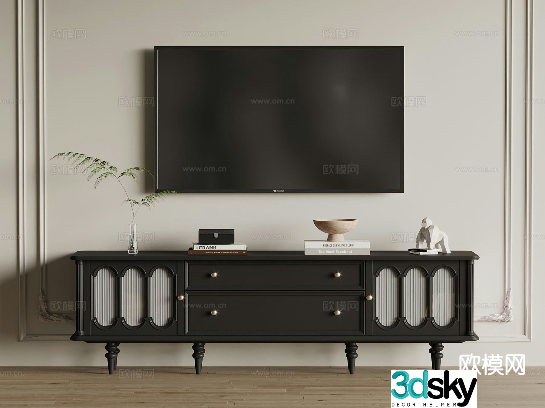 French retro TV cabinet 3d model