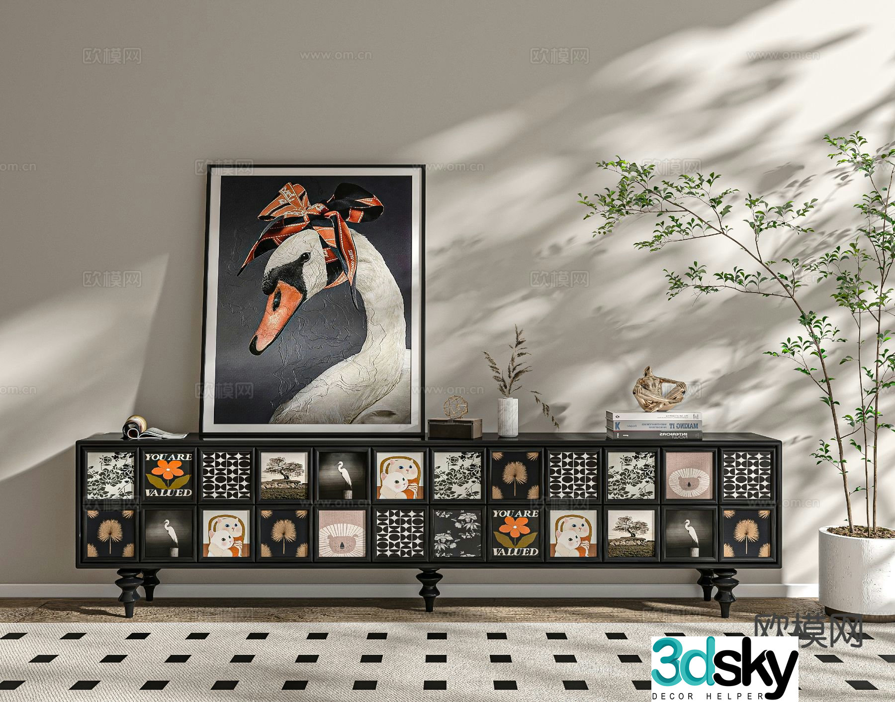 Medieval style TV cabinet 3D model