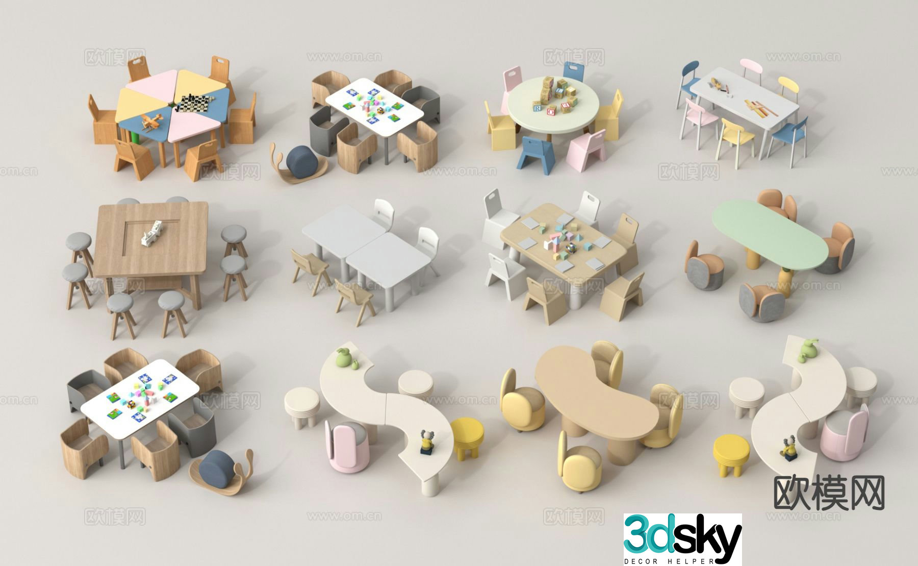 Children’s tables and chairs game table toy table 3d model