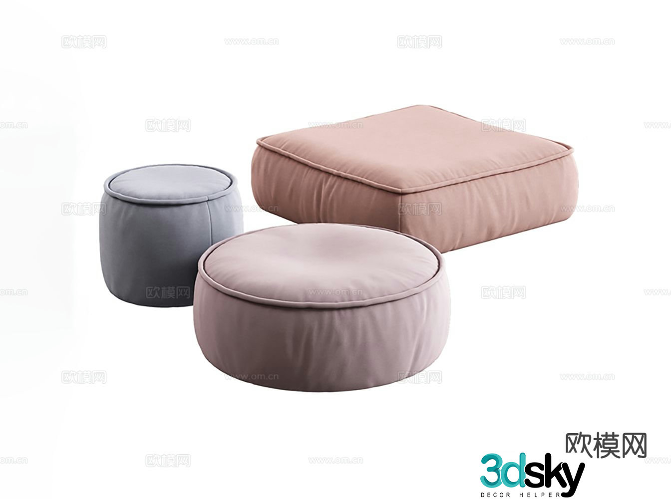 Footrest Sofa Stool Cushion Futon 3d model