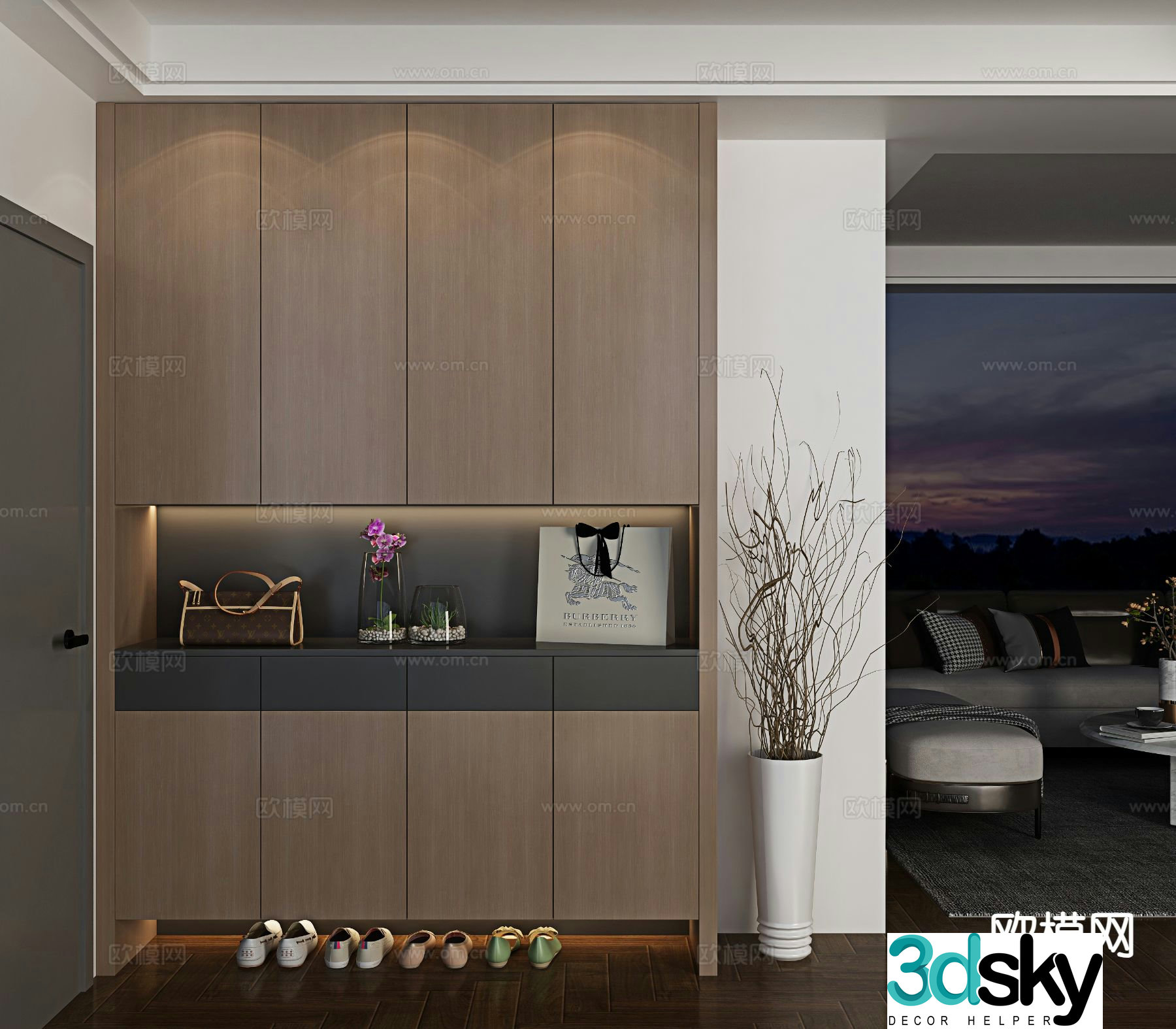 Italian shoe cabinet customized entrance cabinet 3D model