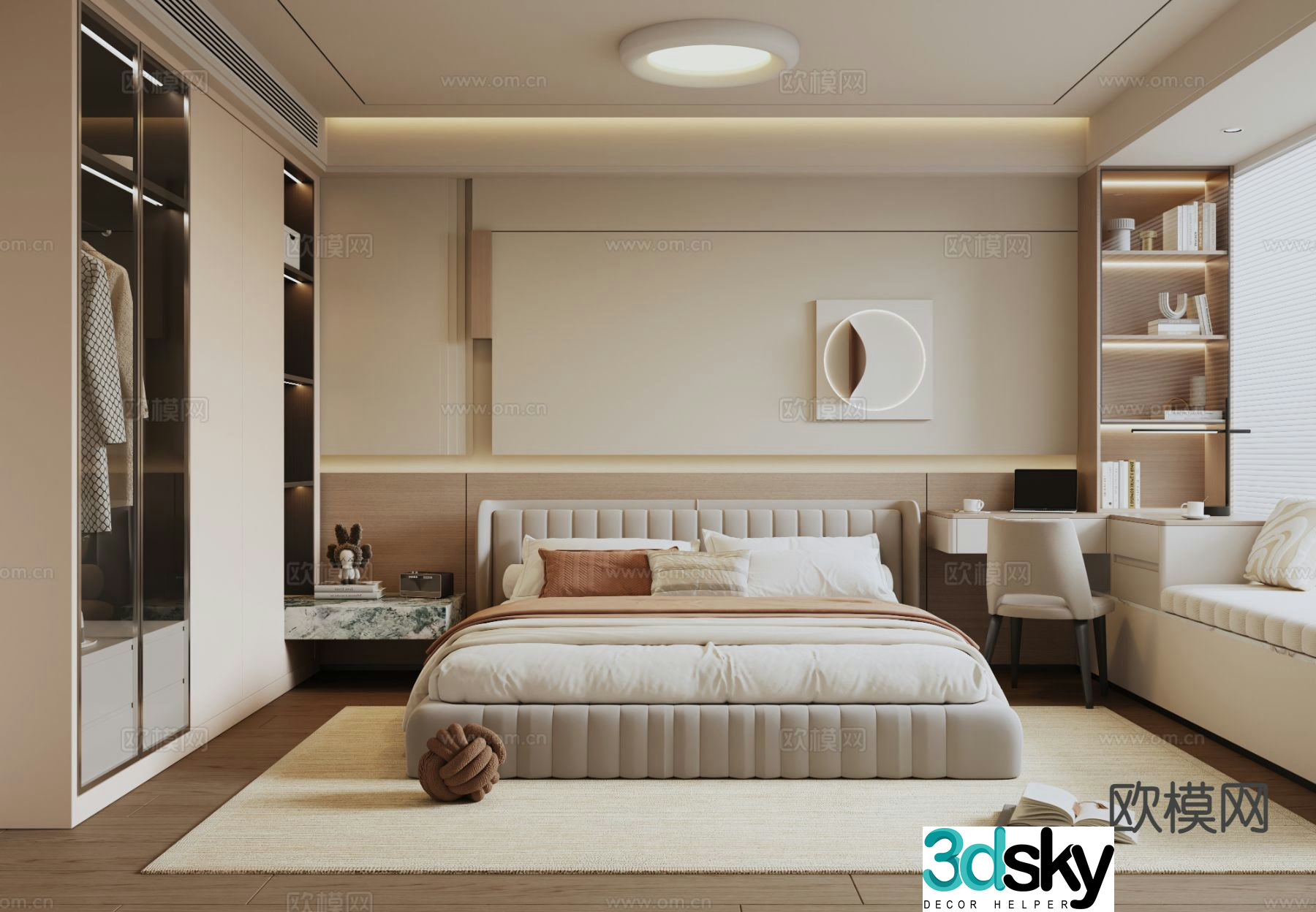 Cream style bedroom master bedroom 3d model