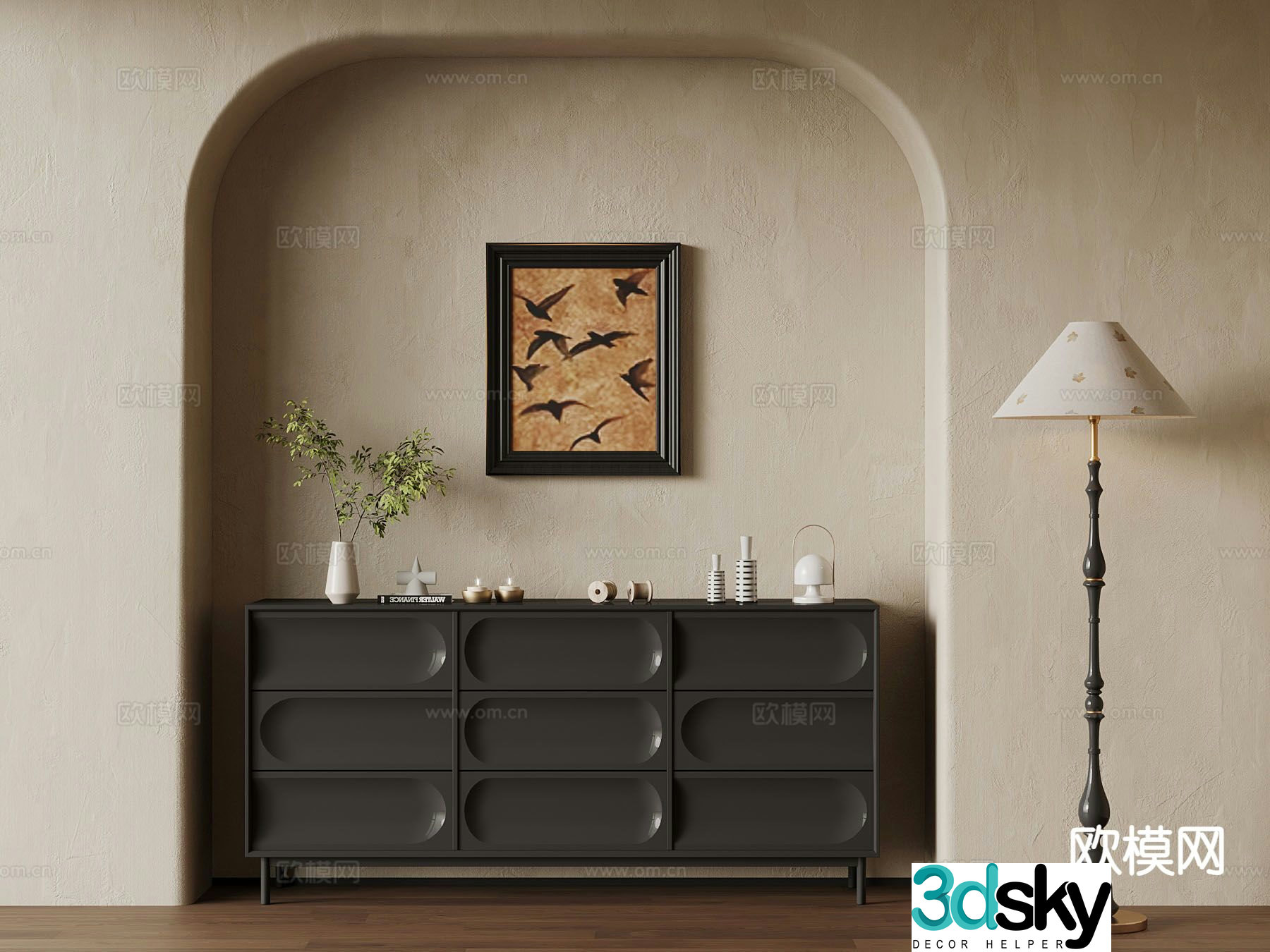 French entryway cabinet 3d model