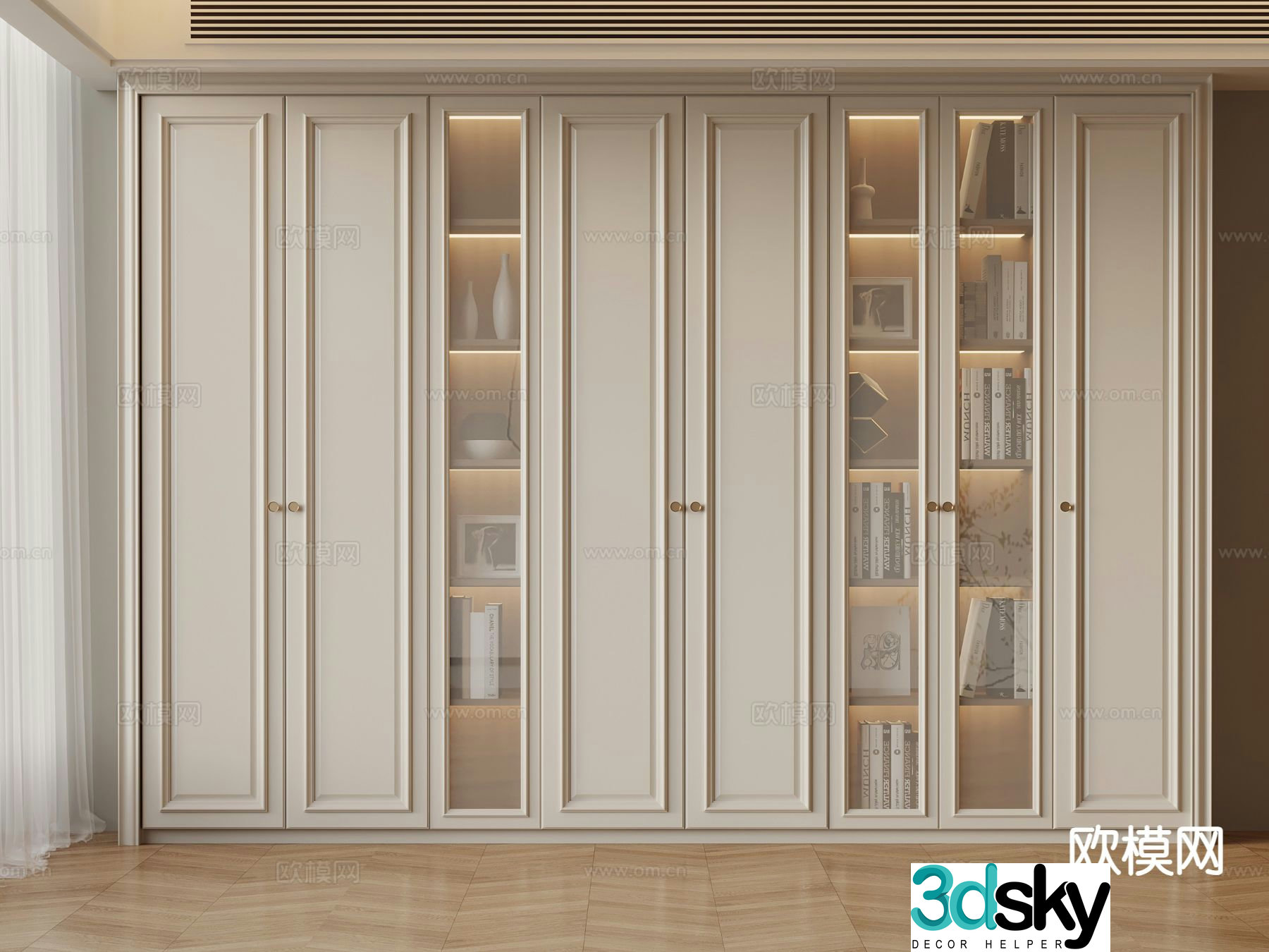 Cream style bookcase 3d model