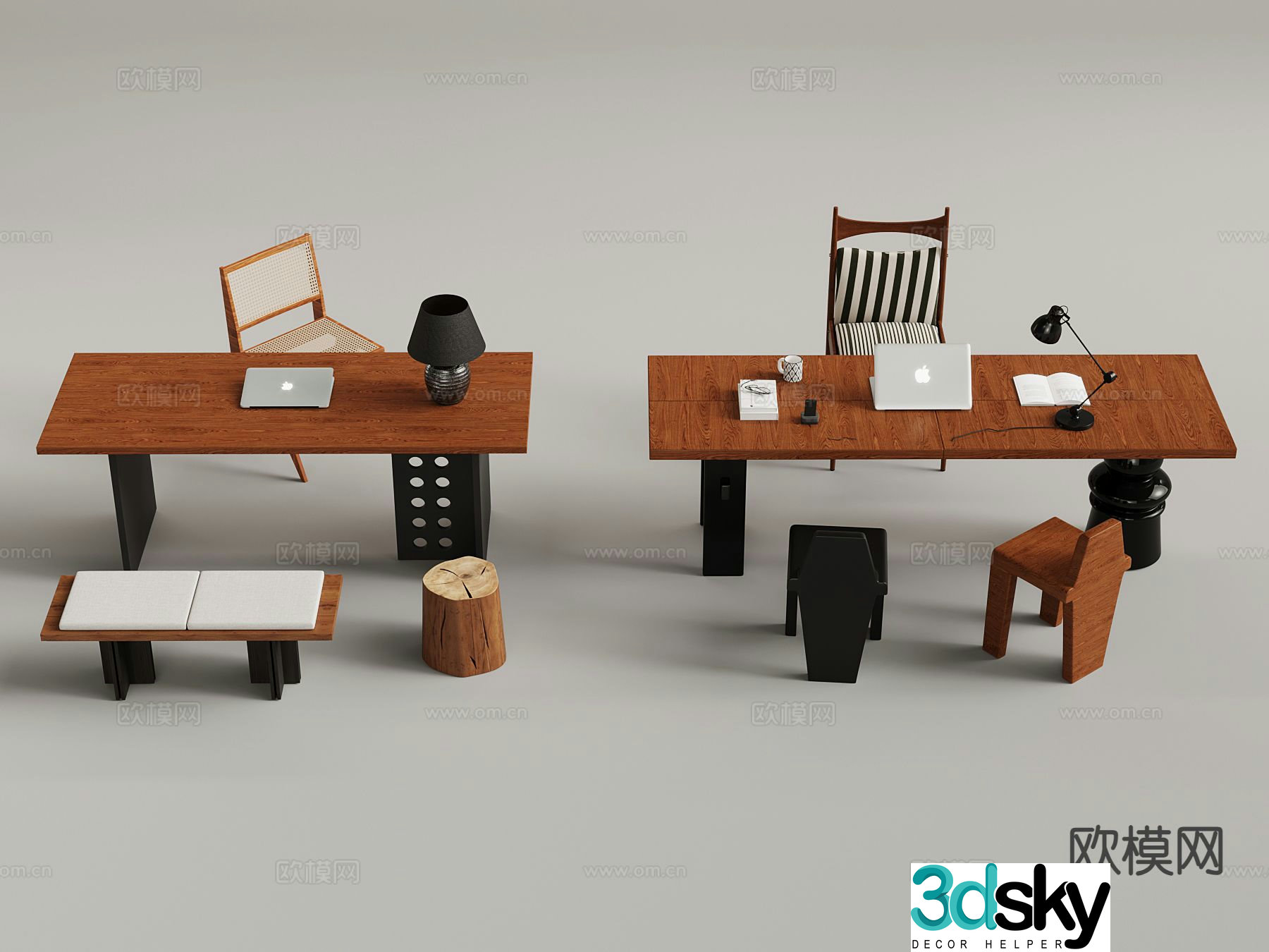 Medieval style desk and chair 3d model
