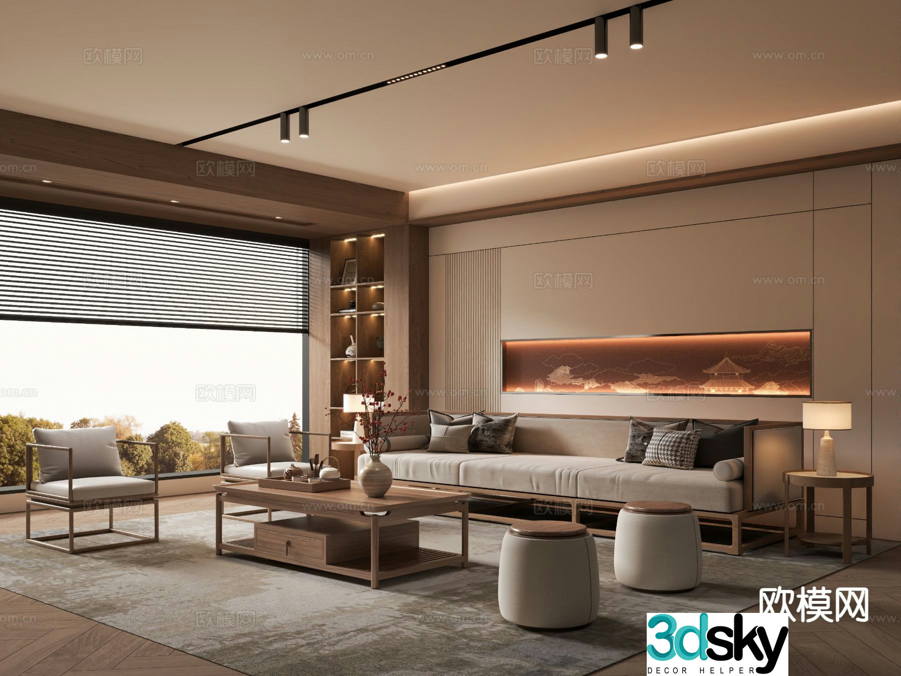 New Chinese style living room 3d model