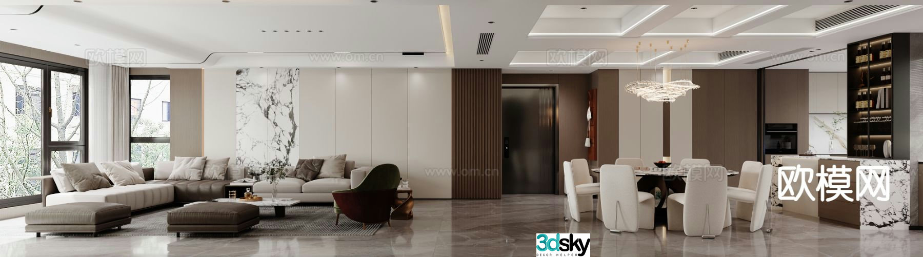 Modern guest restaurant 3d model