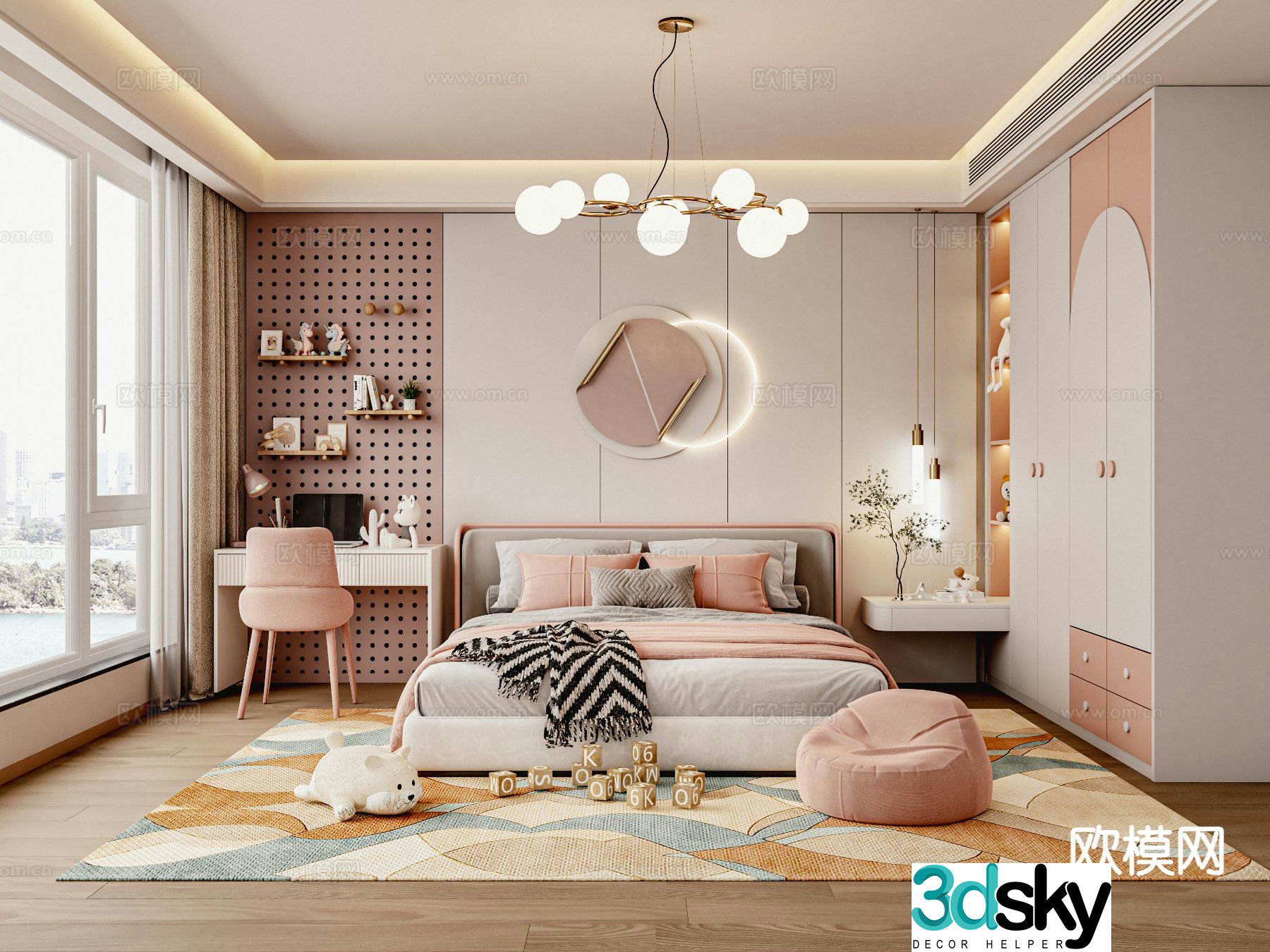 Cream style children’s room kid’s room girl’s room 3D model