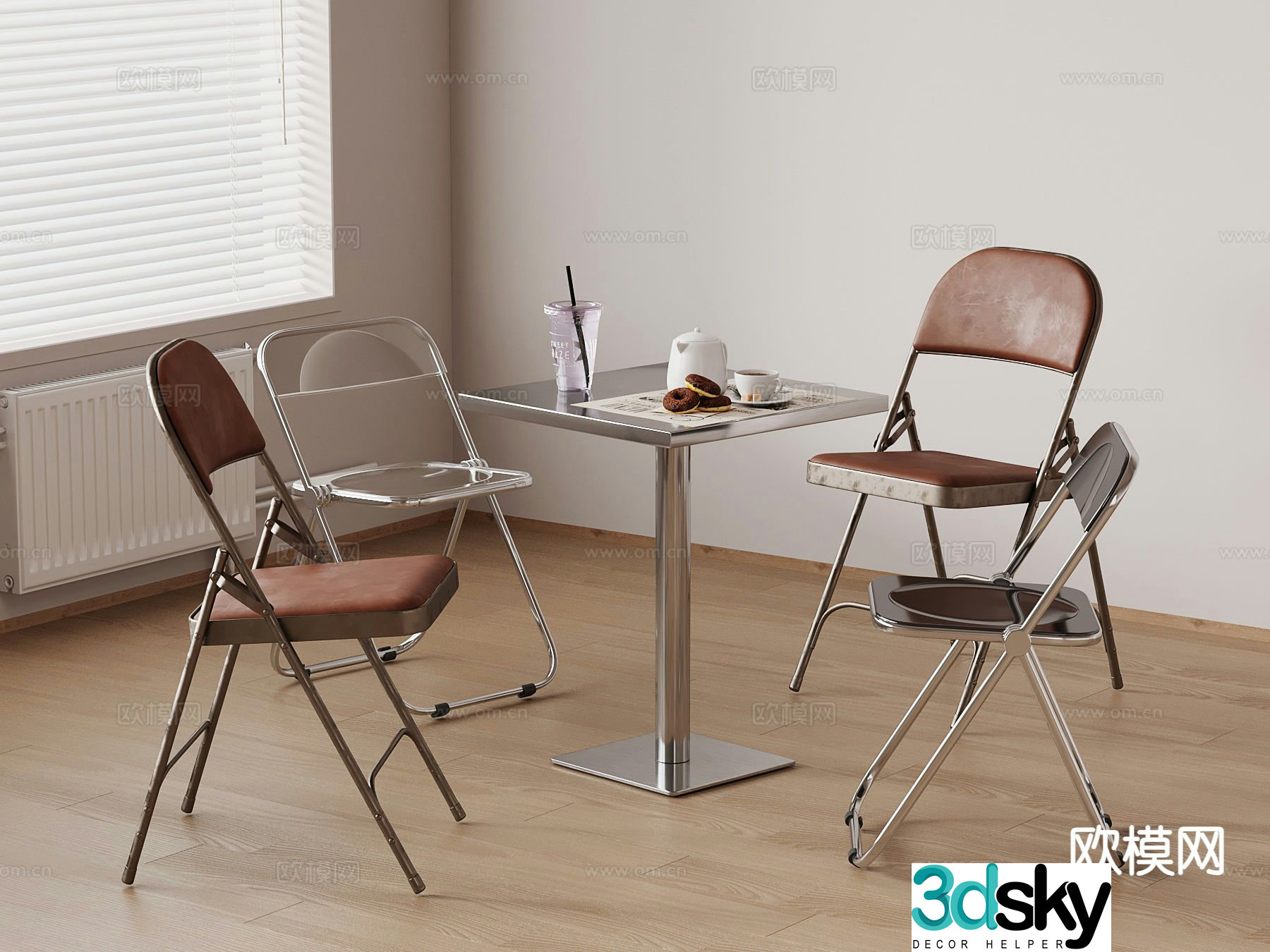 Modern leisure table and chairs 3d model
