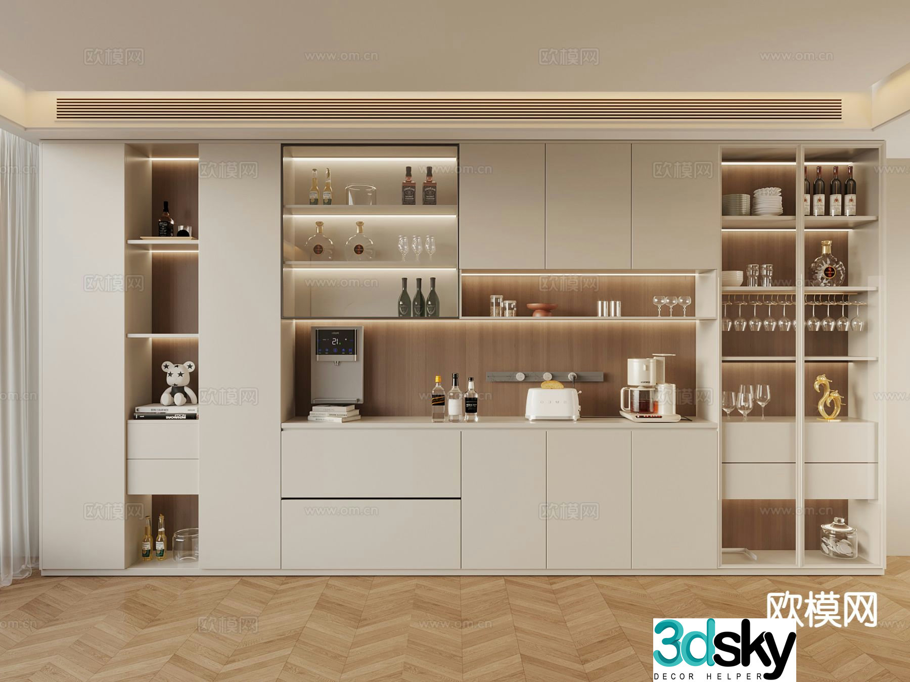 Modern wine cabinet sideboard 3d model