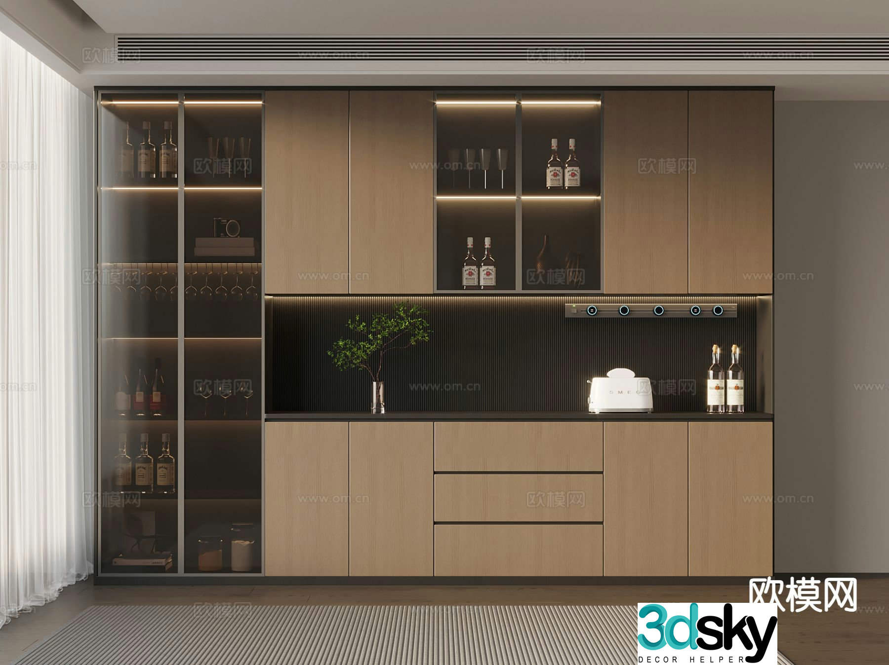 Italian wine cabinet sideboard 3d model