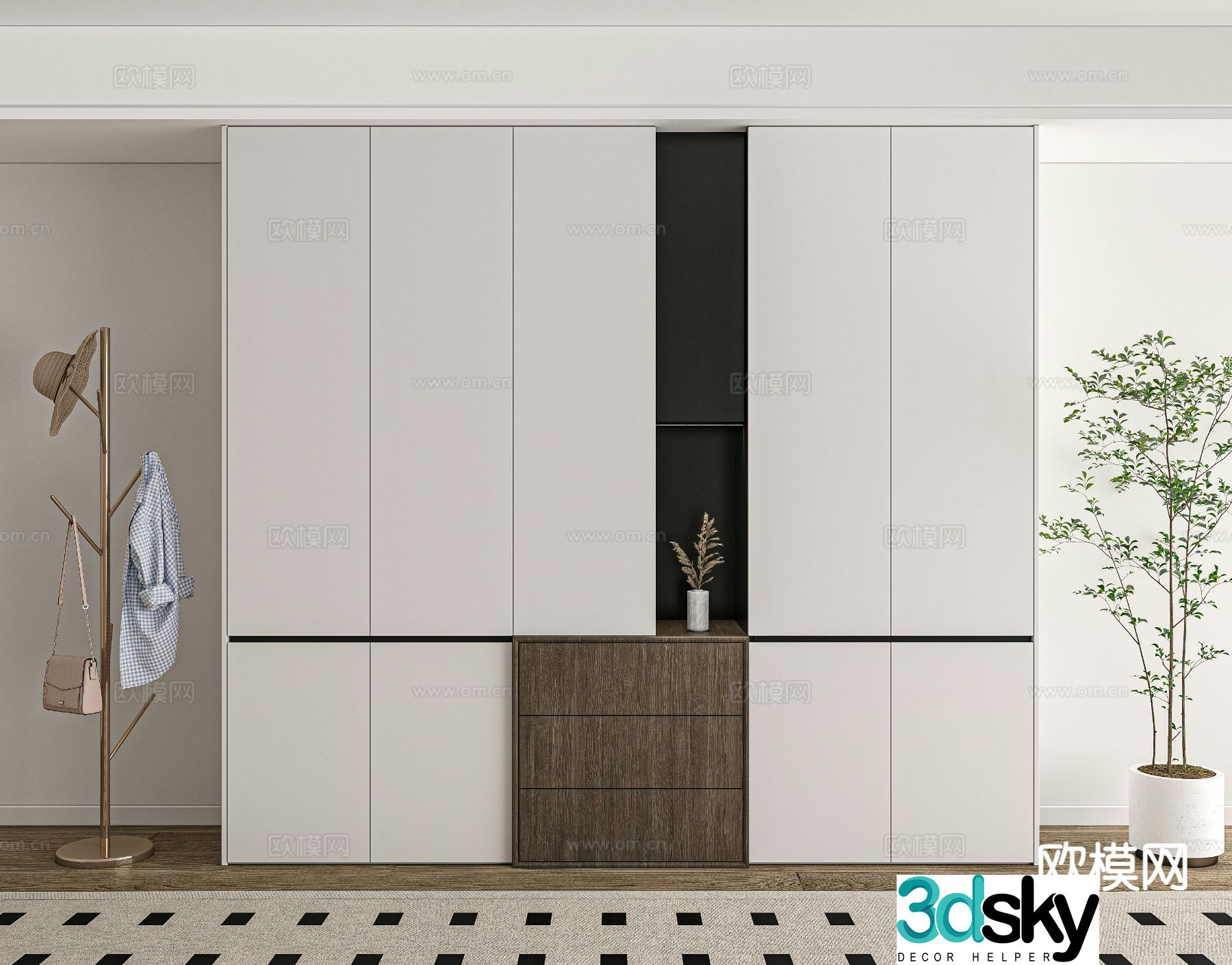Modern wardrobe simple wardrobe 3d model