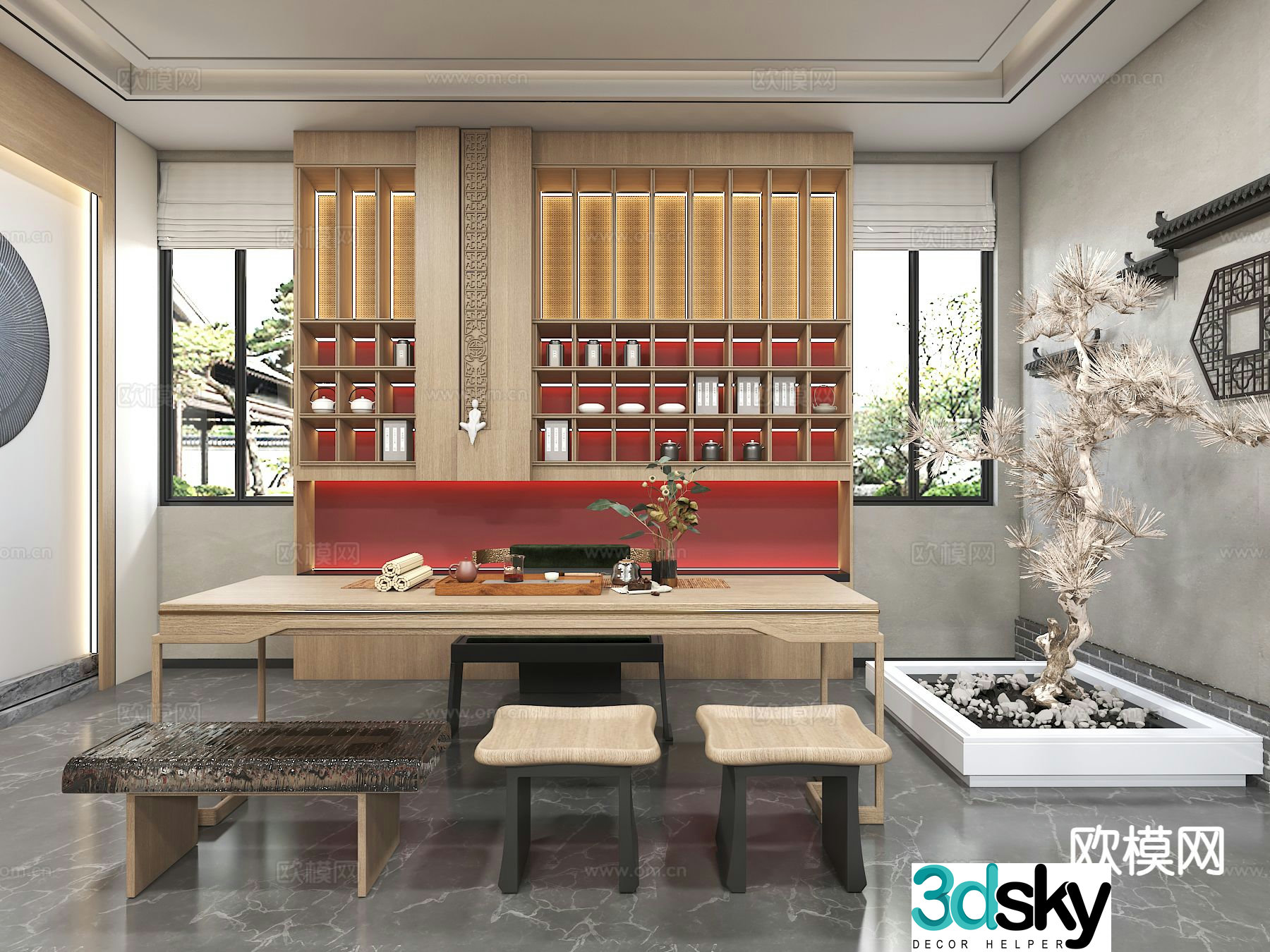 New Chinese Tea Room Study 3D model