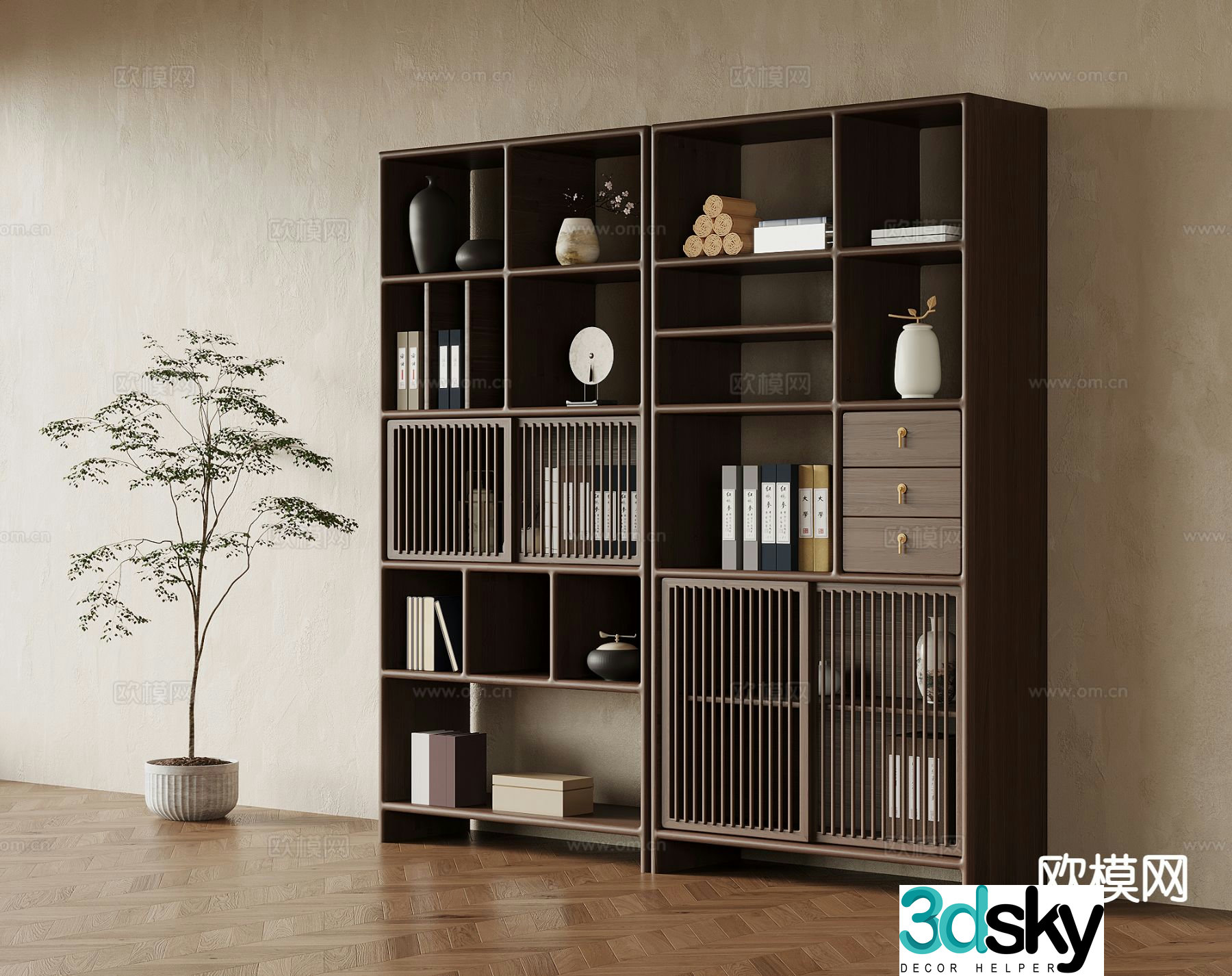 New Chinese style Bogu shelf bookshelf 3D model
