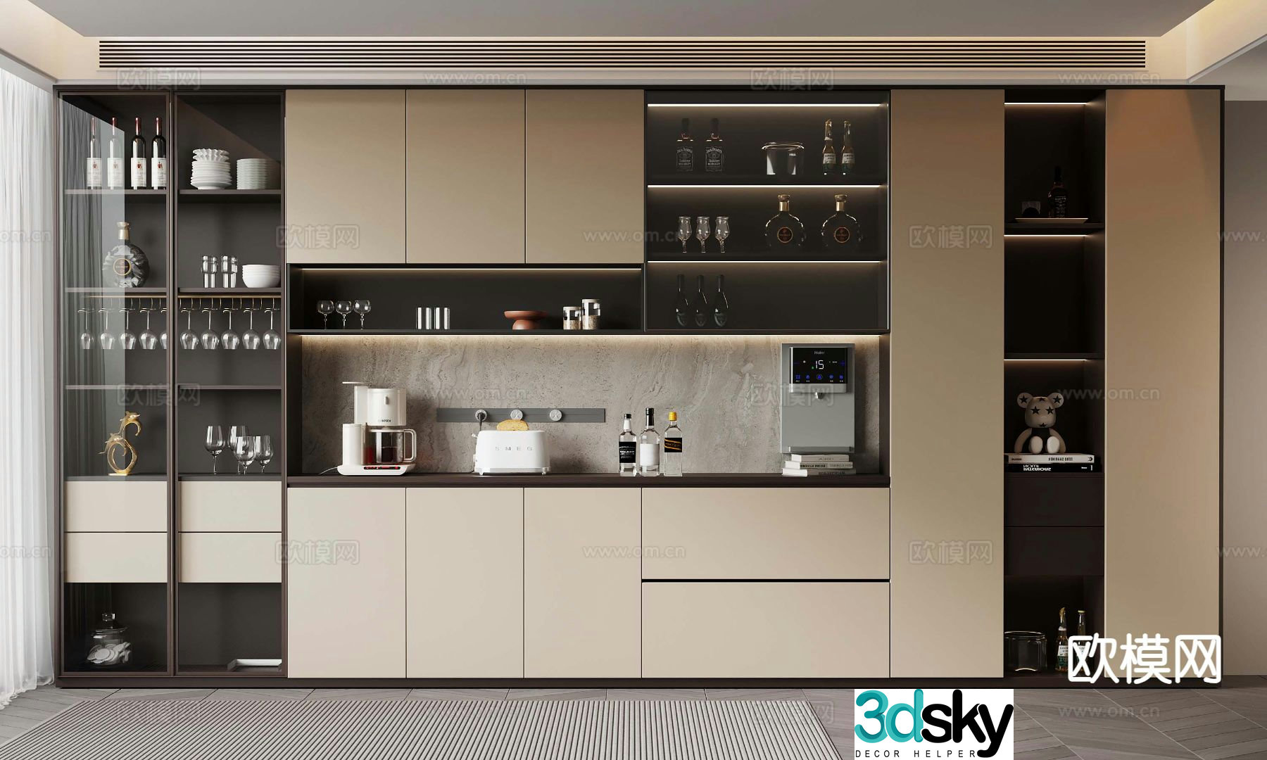 Italian wine cabinet sideboard 3d model