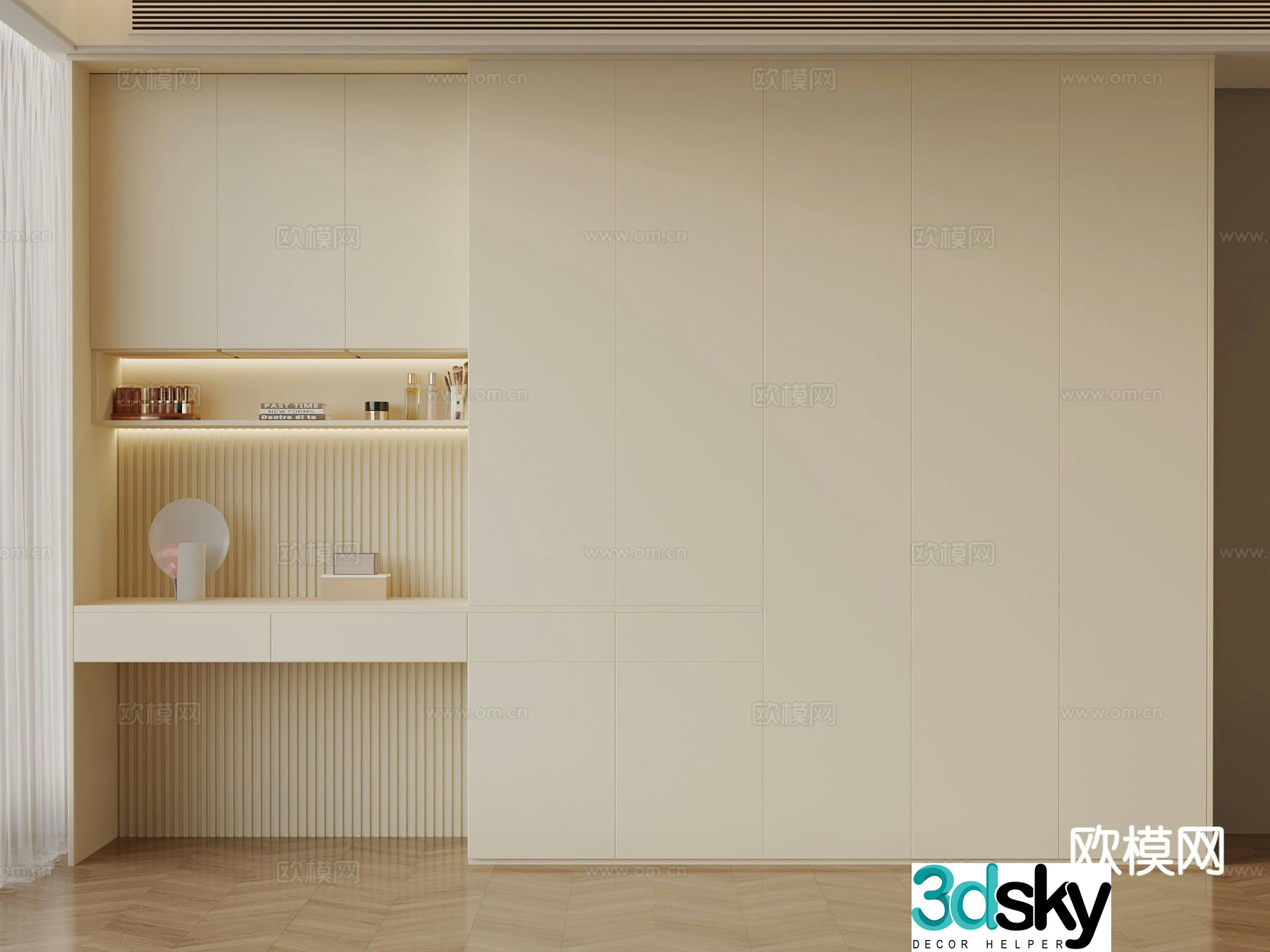Cream style wardrobe 3d model