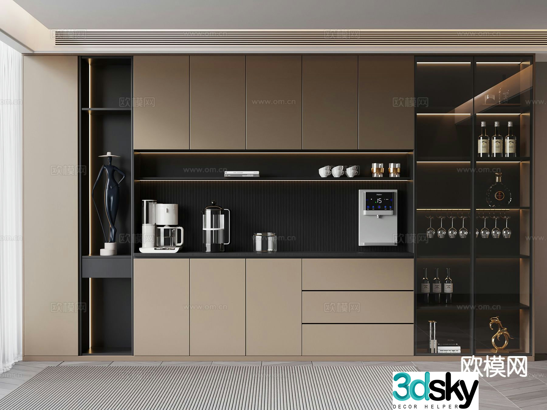 Italian wine cabinet sideboard 3d model