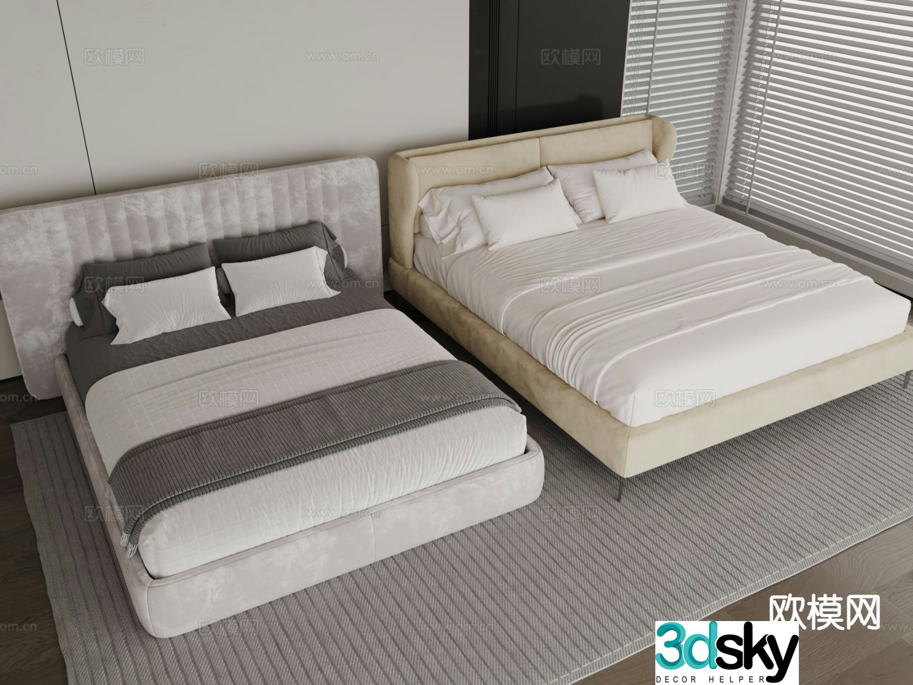 Modern double bed 3d model