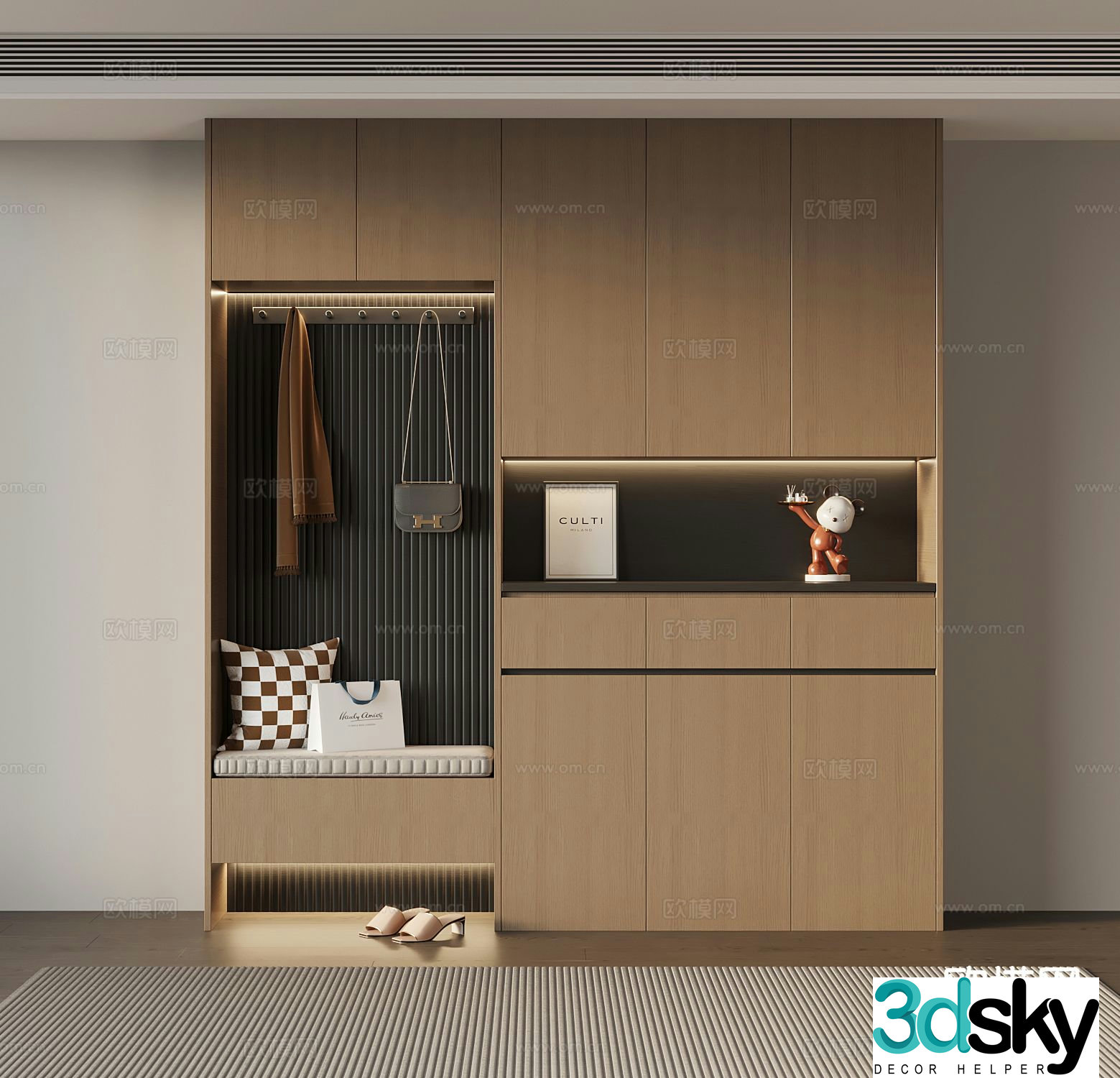 Italian style shoe cabinet home shoe cabinet entrance shoe cabinet 3D model