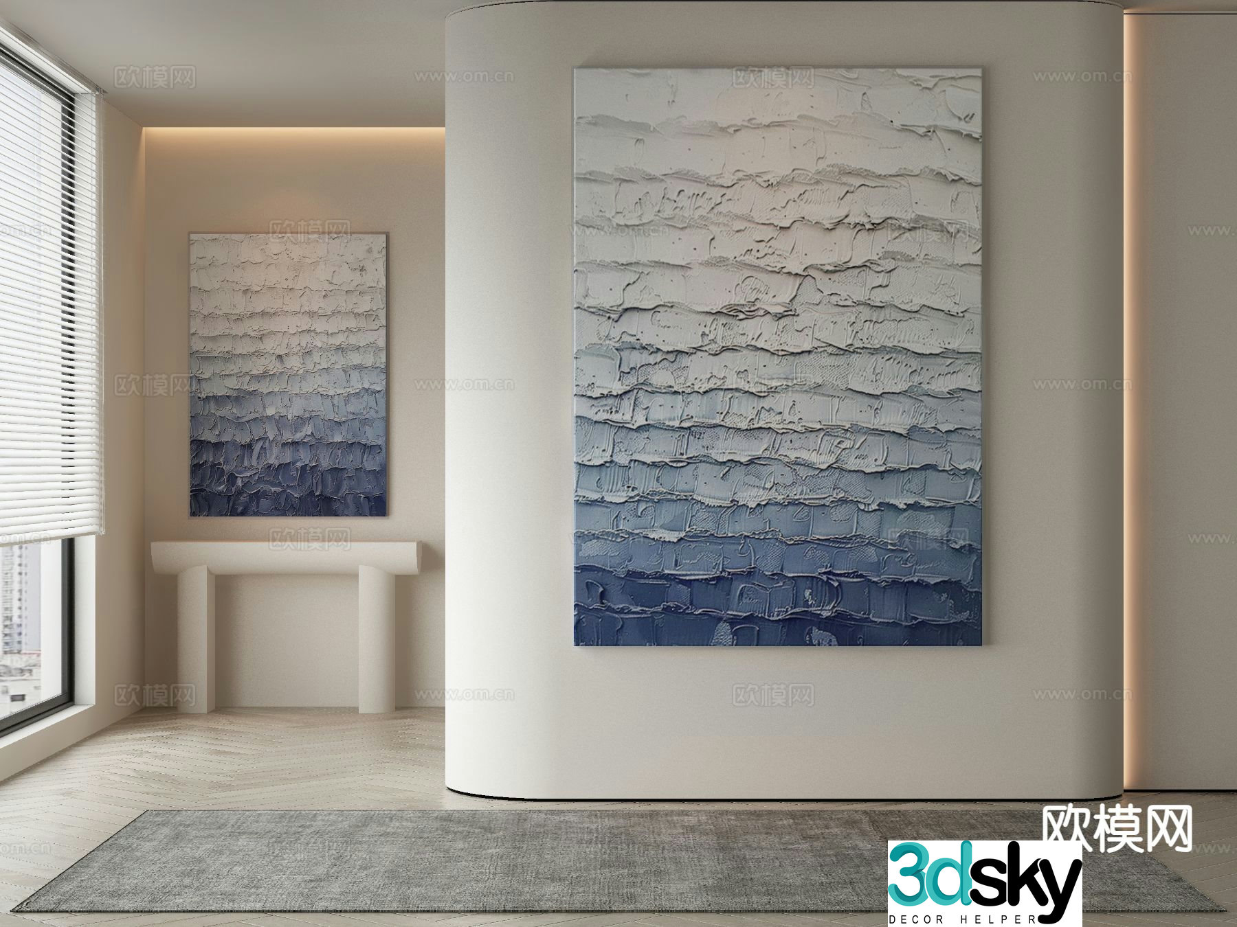 Modern decorative painting gradient color hanging painting 3d model