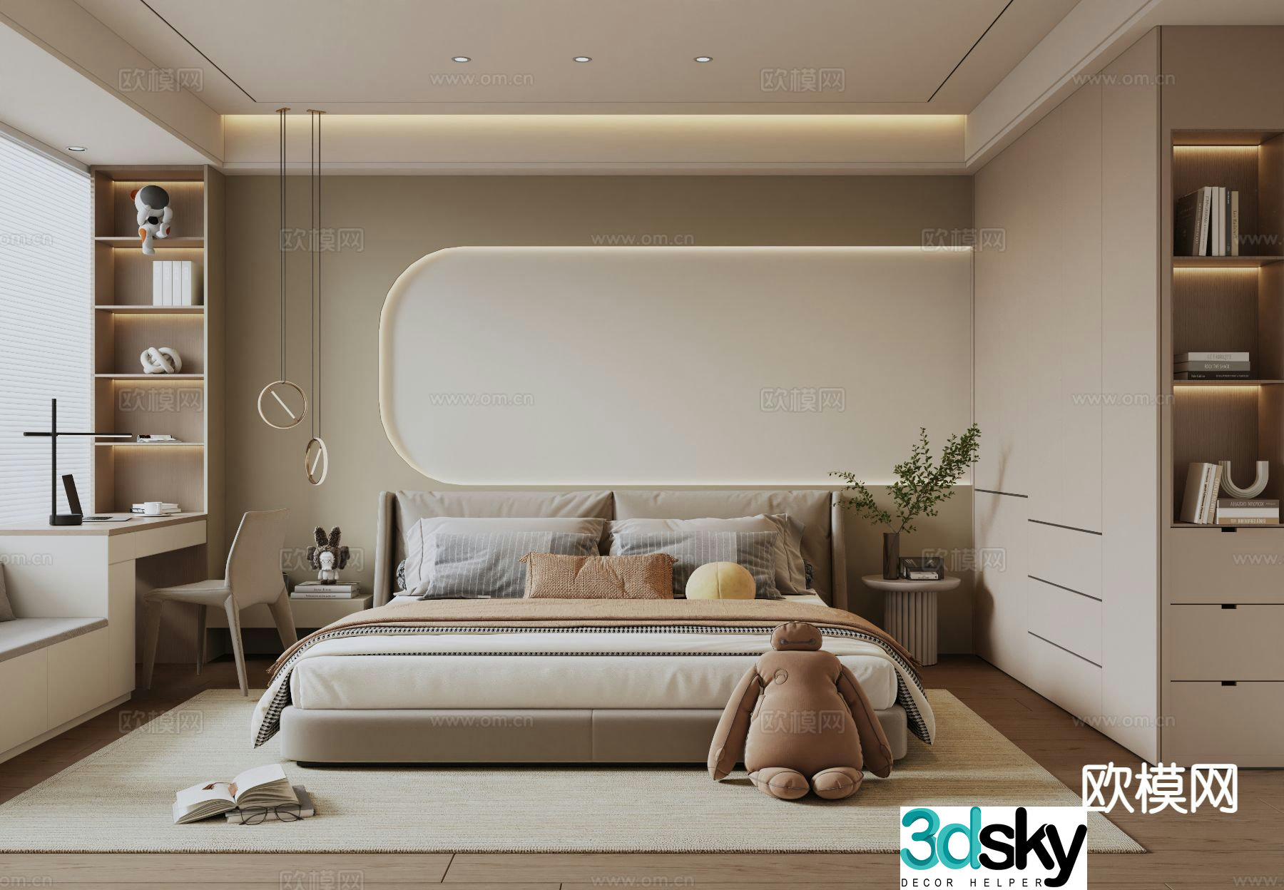 Cream style bedroom master bedroom 3d model