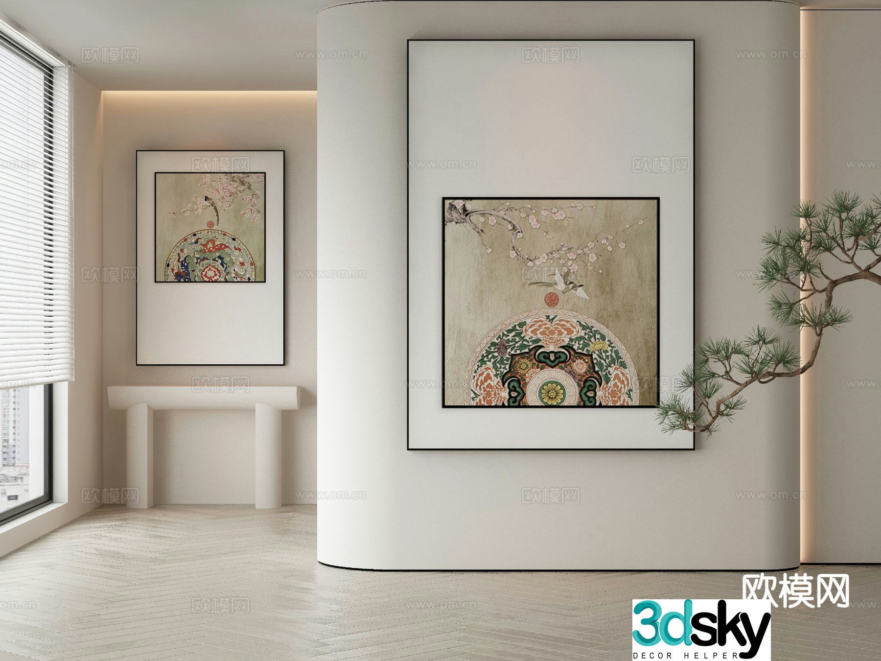 New Chinese style decorative painting national trend hanging painting flower and bird painting 3D model