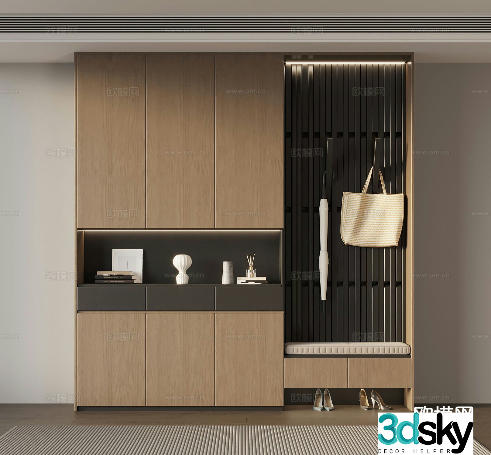 Italian style shoe cabinet home shoe cabinet 3d model
