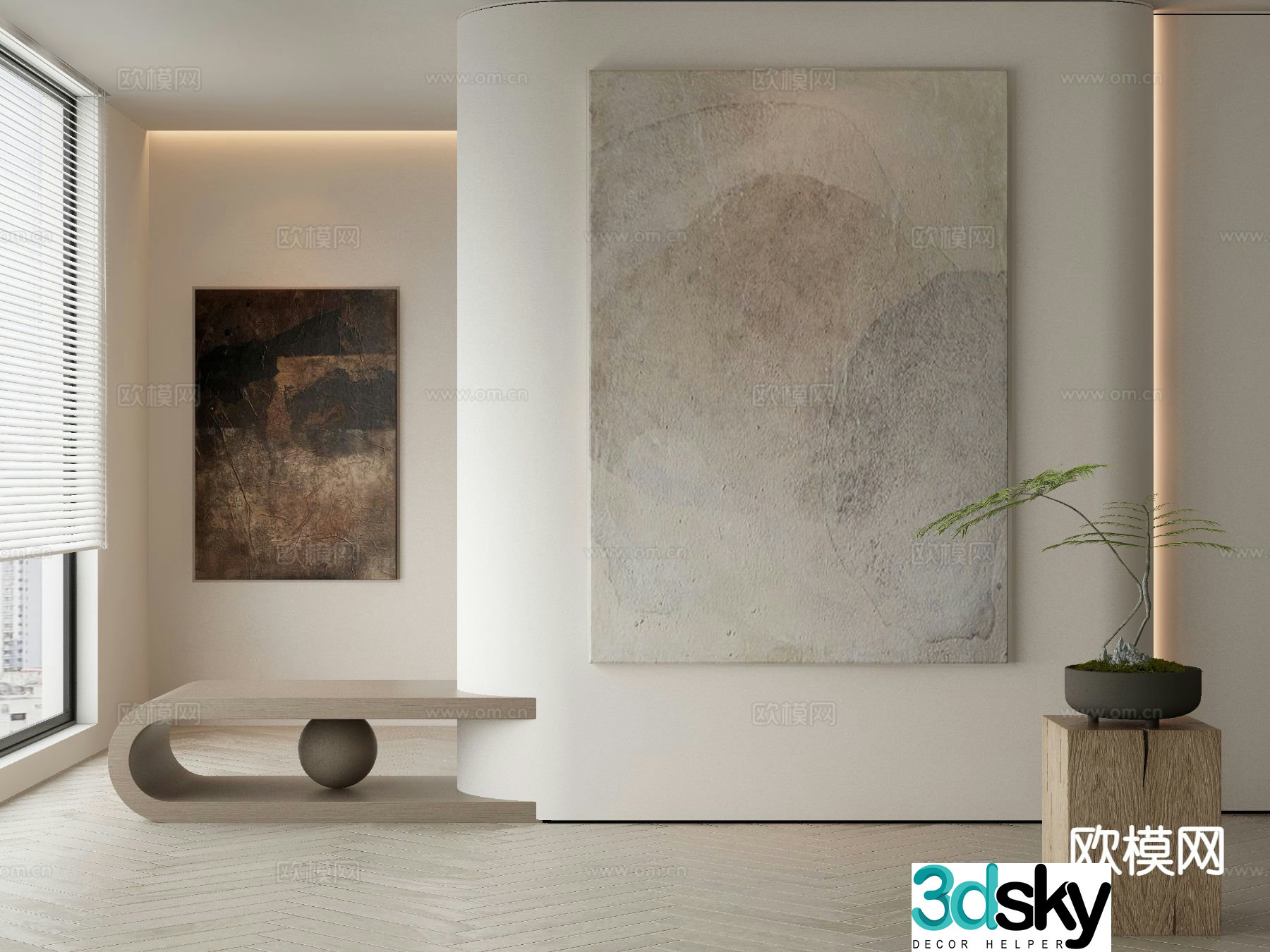 Modern texture painting decorative painting 3d model